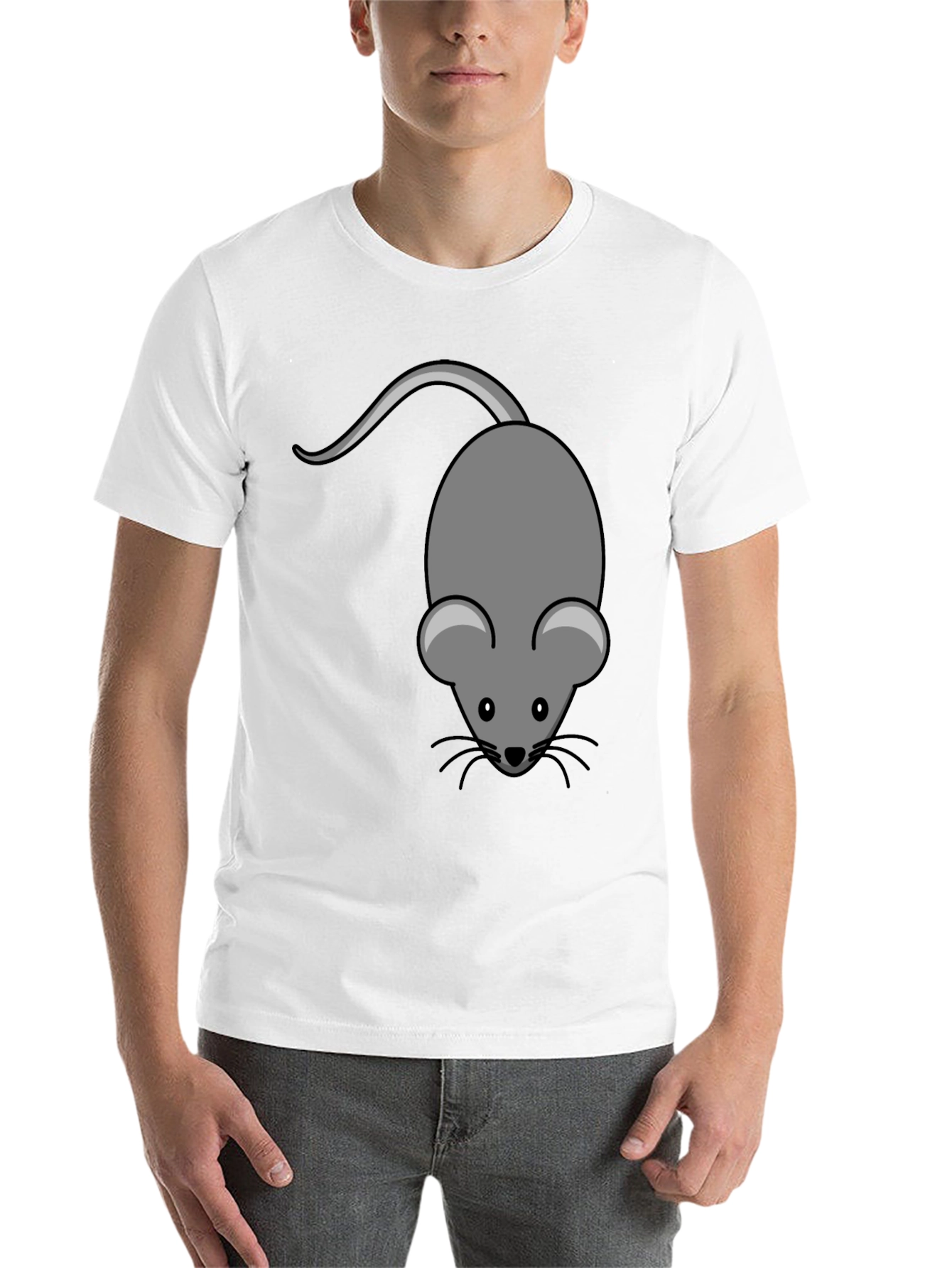 Black Cute Mouse Graphic Tee - Unisex Black T-Shirt view 14
