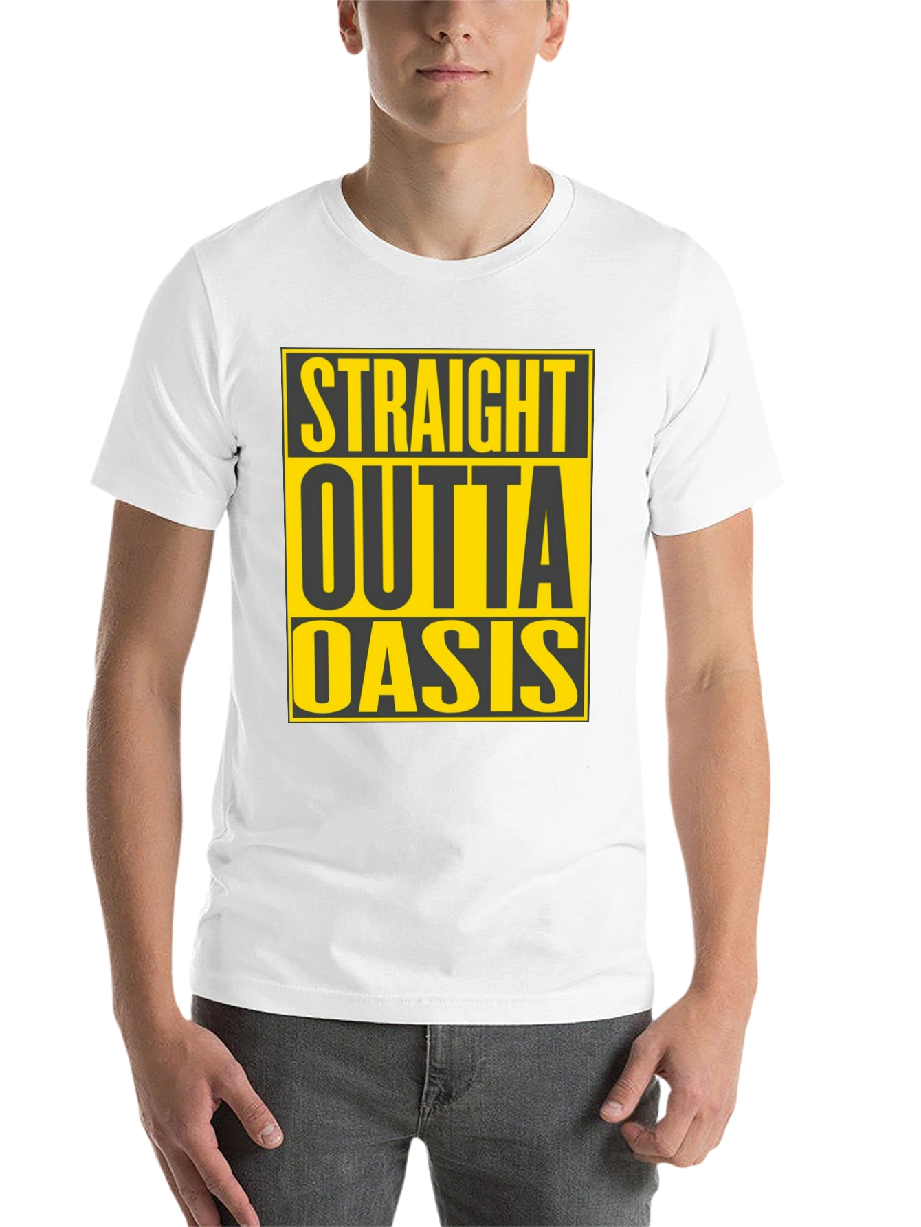 Black Straight Outta Oasis T-Shirt - Black Crew Neck Tee view 14