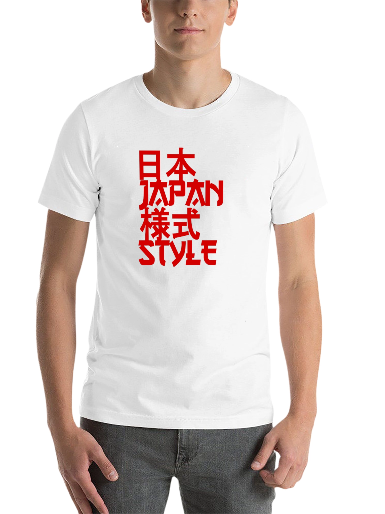 Japanese Style Red Print Black T-Shirt - 14