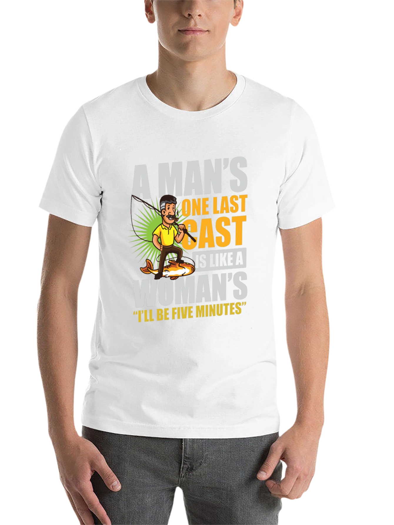Black Funny Fishing T-Shirt: A Man's One Last Cast view 14