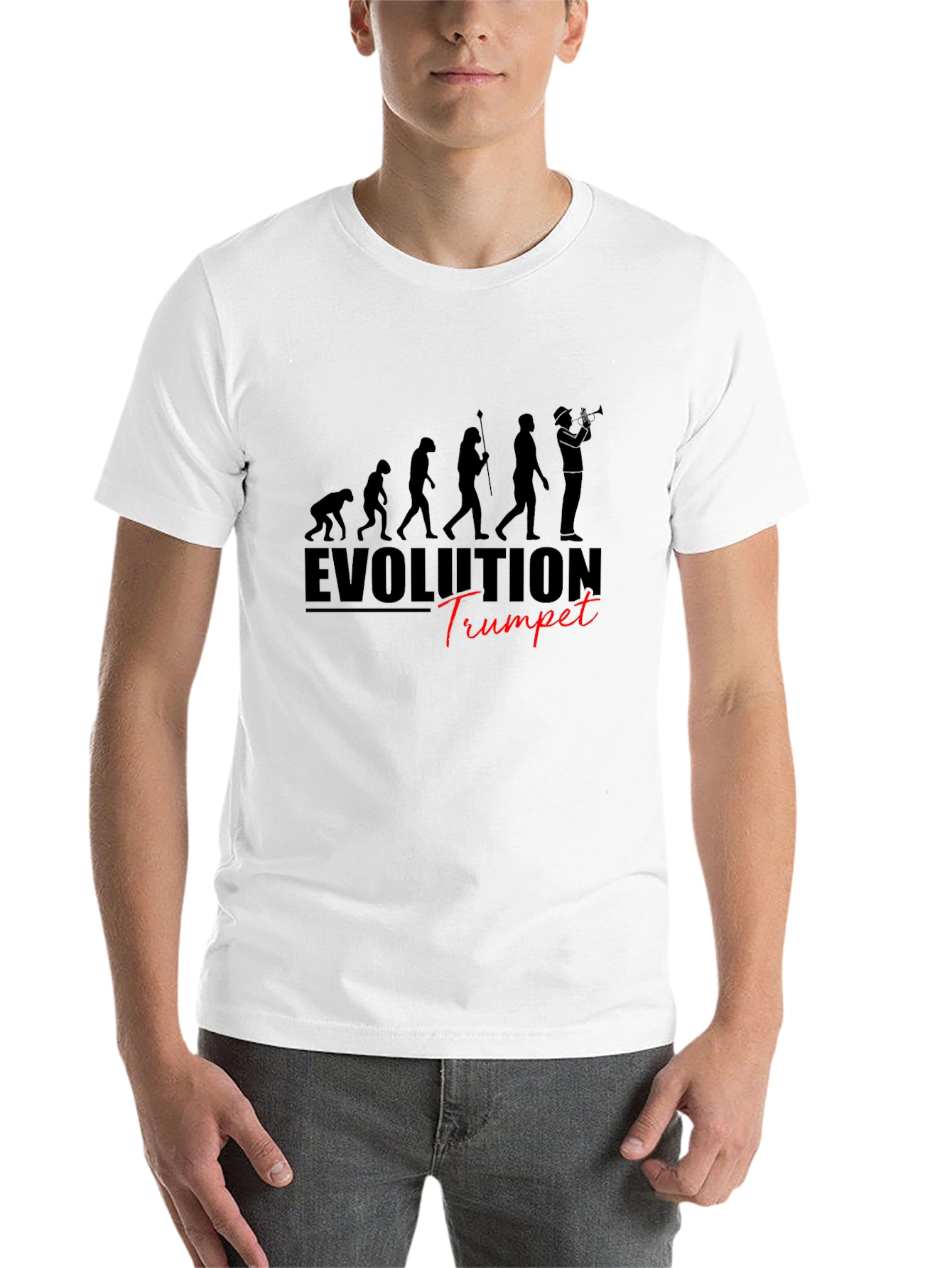 Black Evolution of Trumpet Player Black T-Shirt view 14