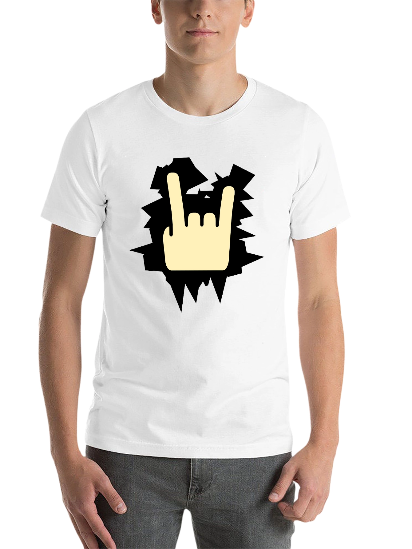 Black Rock On Graphic Tee - Black Cotton T-Shirt view 14