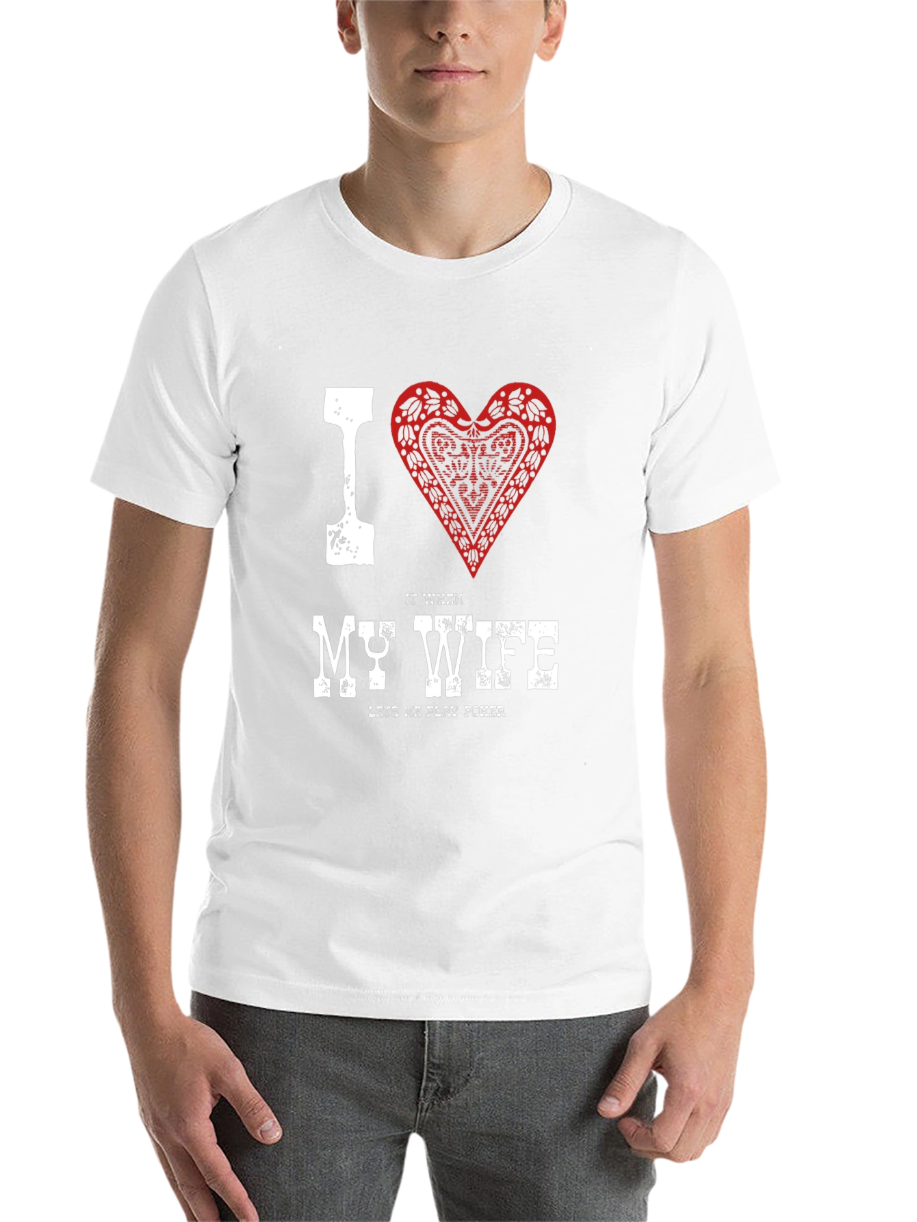 Black I Heart My Wife Poker T-Shirt view 14