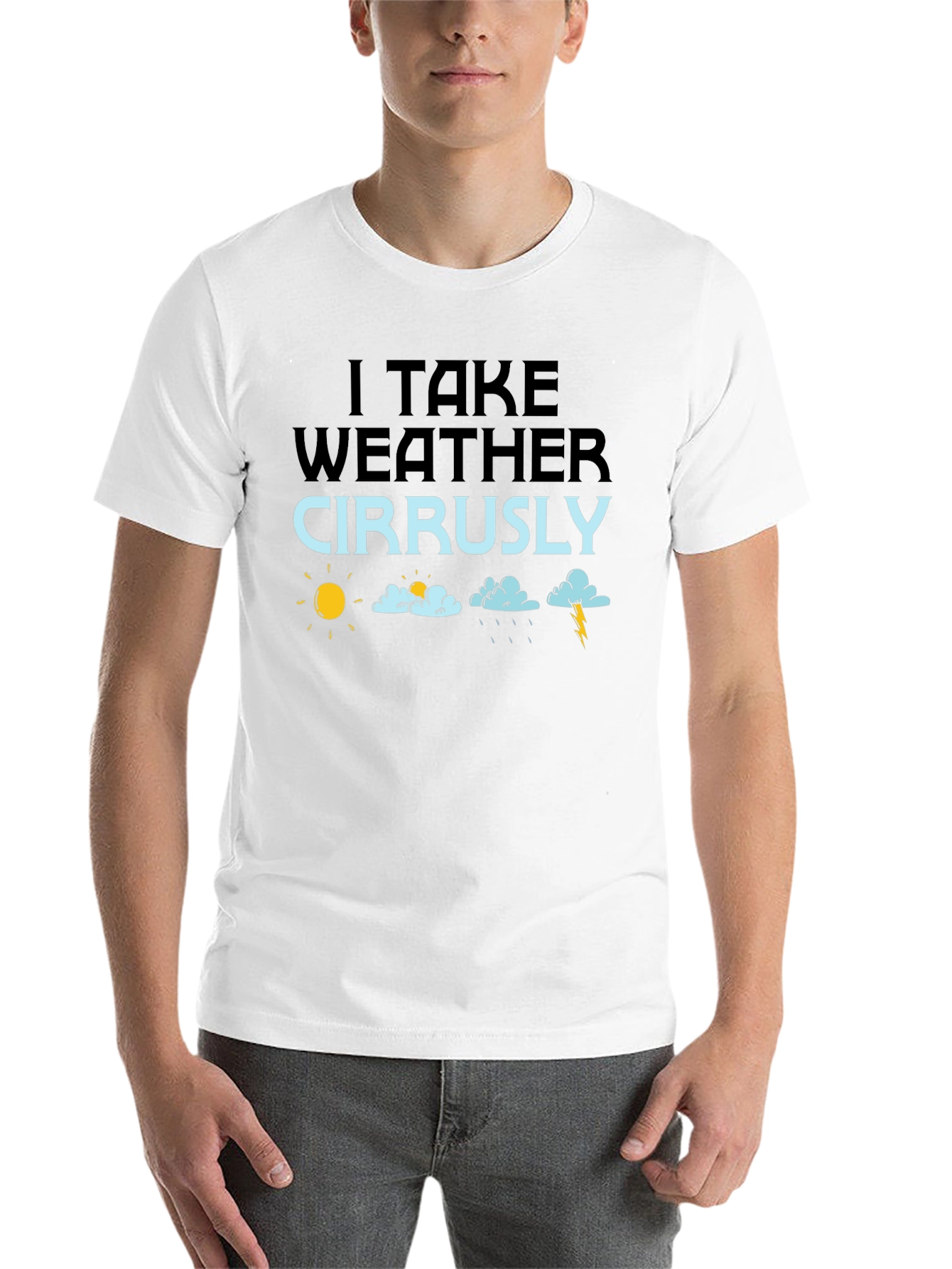 Black Weather Cirrusly T-Shirt - Funny Weather Pun Tee view 14