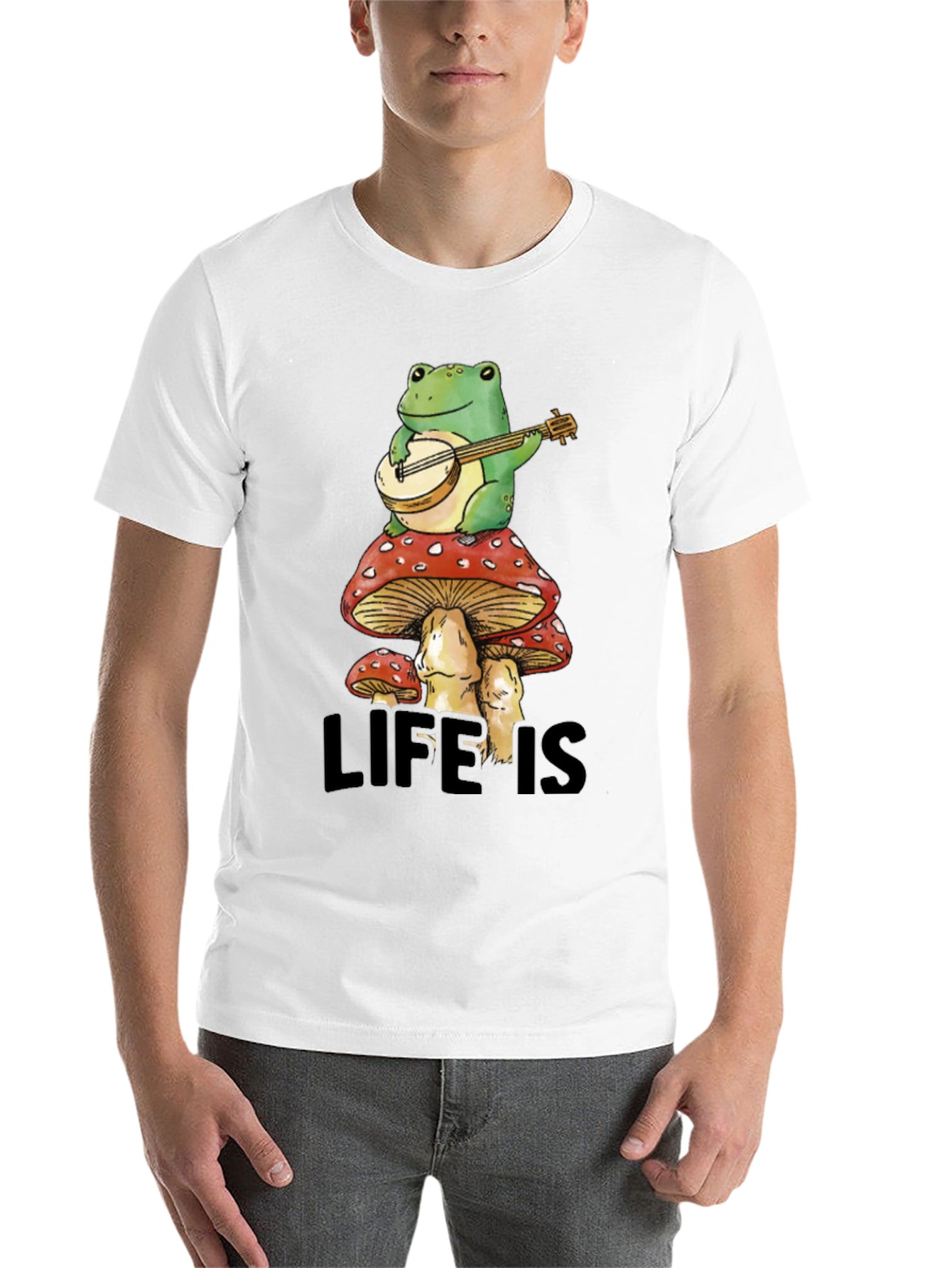 Black Frog on Mushroom T-Shirt - Life is Good! view 14