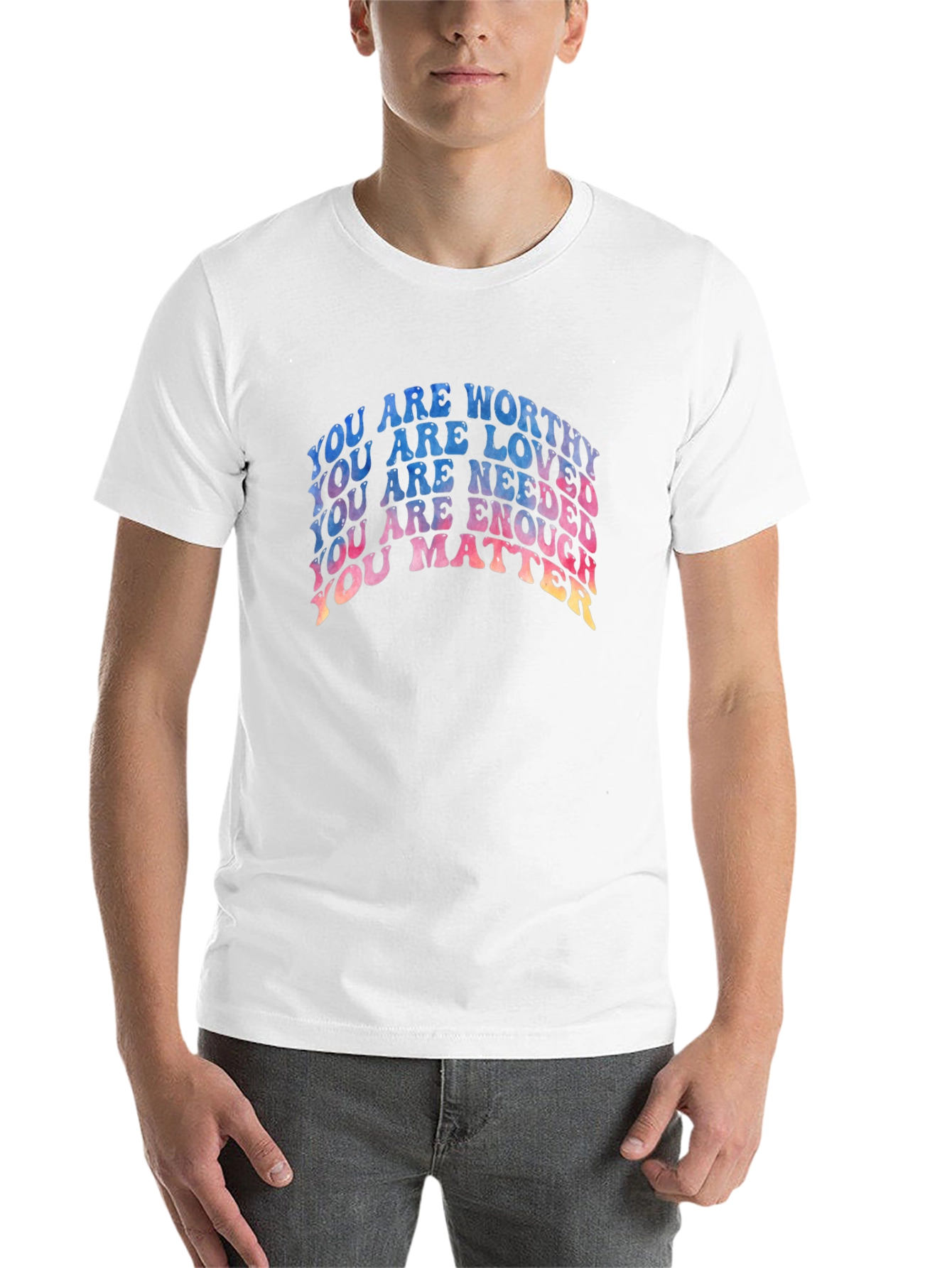 Black Affirmation T-Shirt - You Are Worthy, Loved, Needed view 14