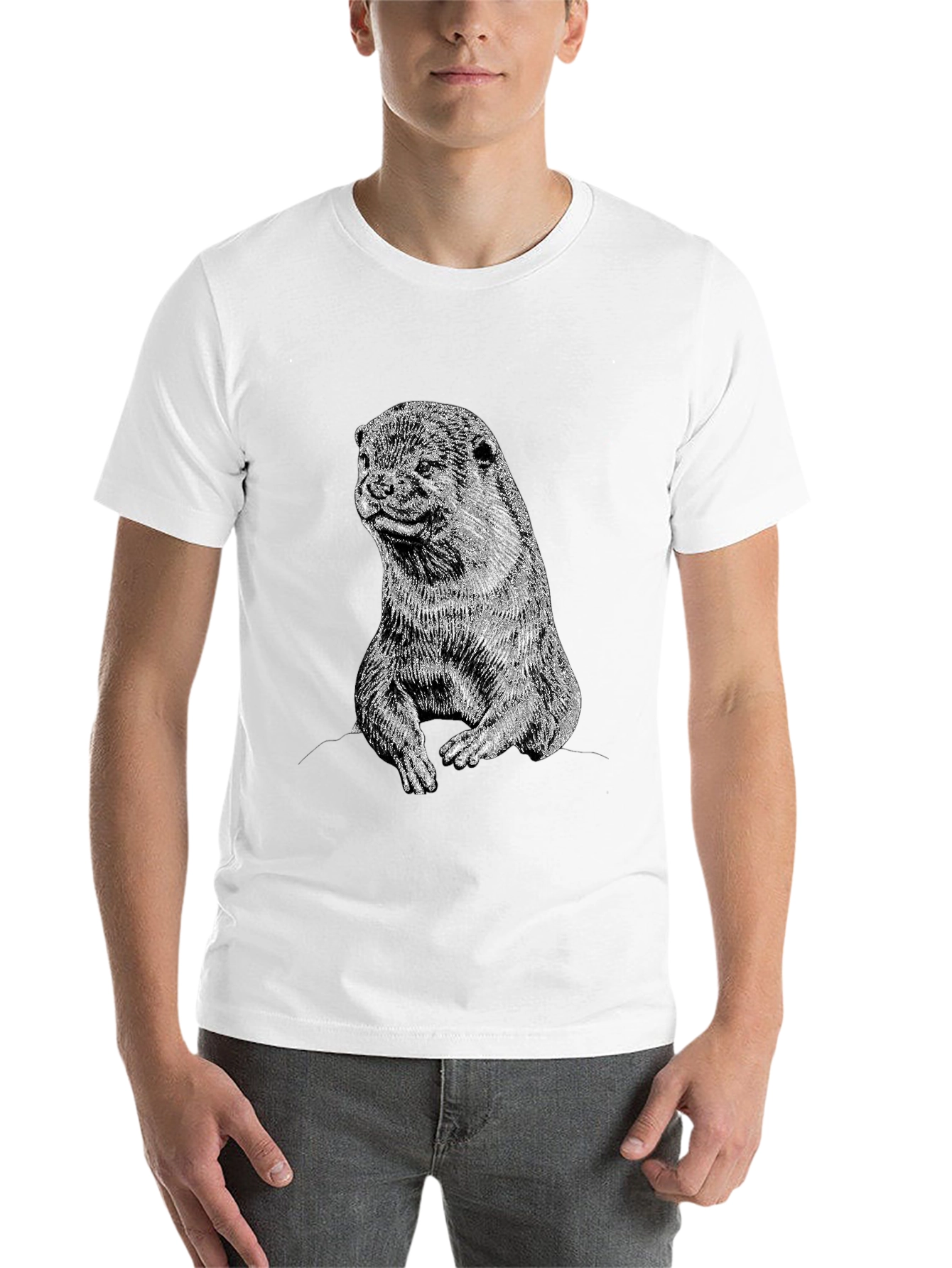 Black Otter Graphic T-Shirt - Black, Animal Lover Tee view 14