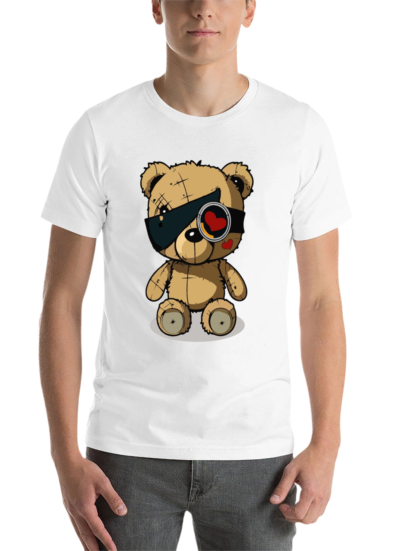 Black Trendy Black T-Shirt with Graphic Teddy Bear Design view 14