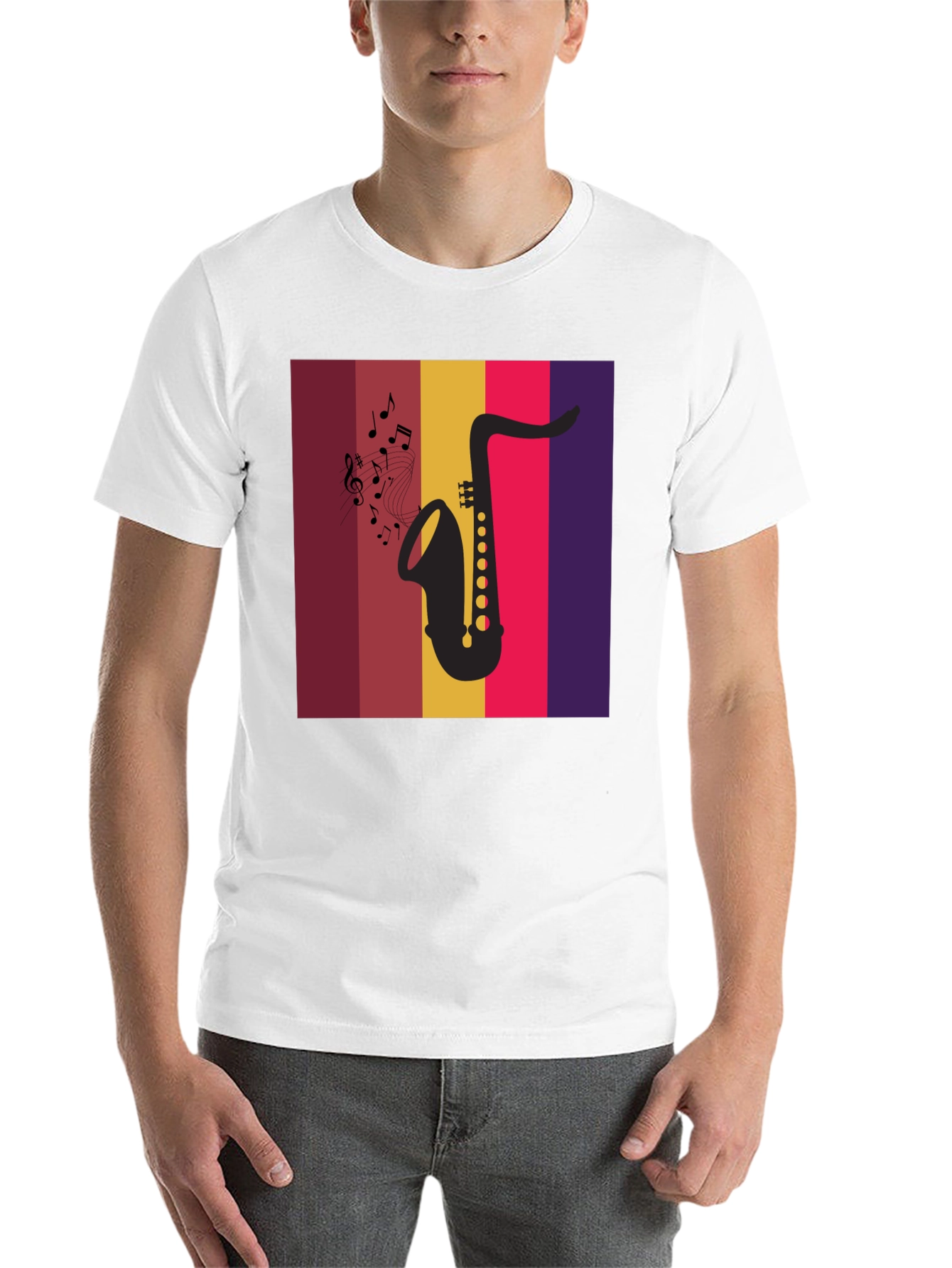 Black Saxophone Music Graphic Tee - Retro Style  view 14