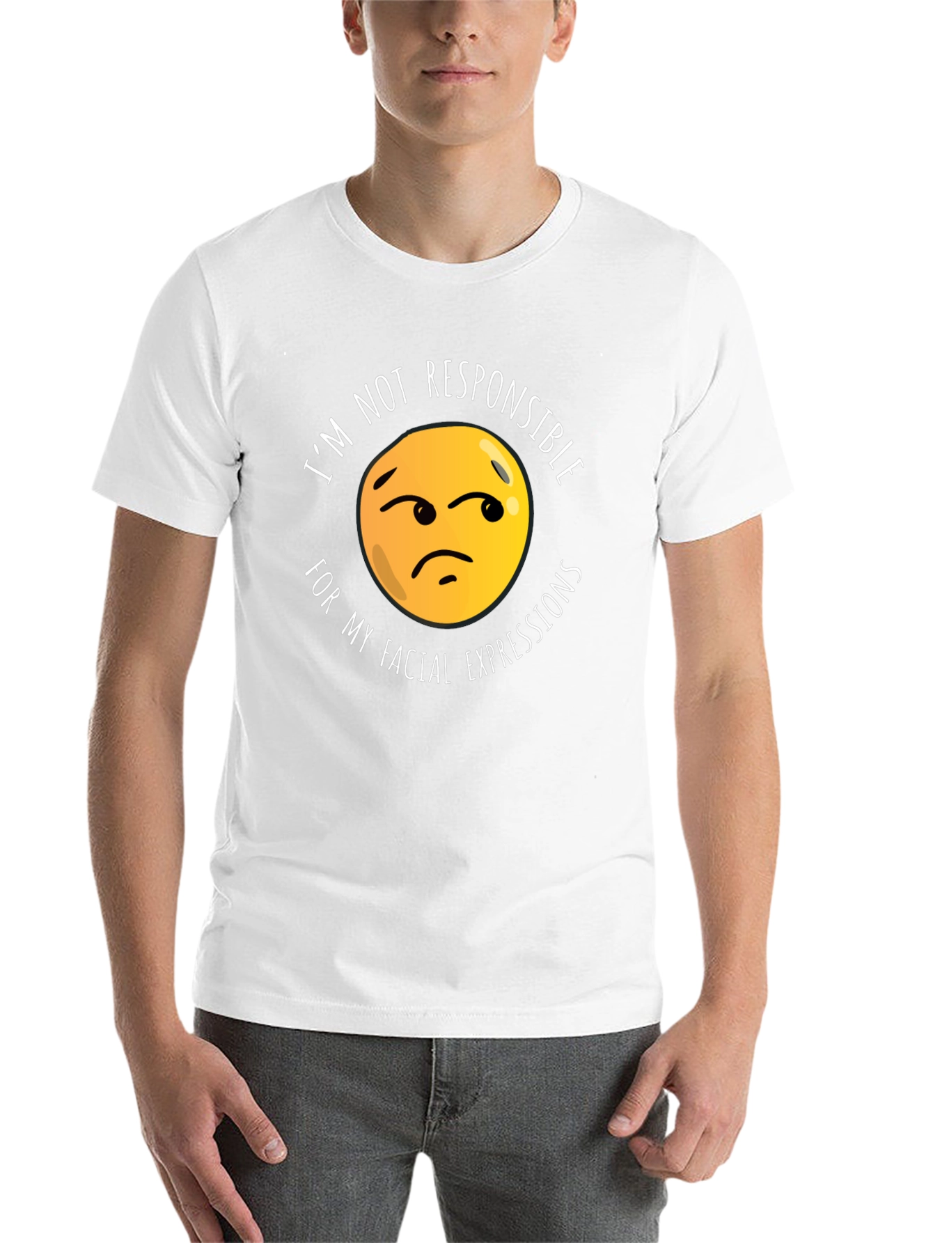 Black Funny Facial Expression Emoji Graphic T-Shirt - Black view 14