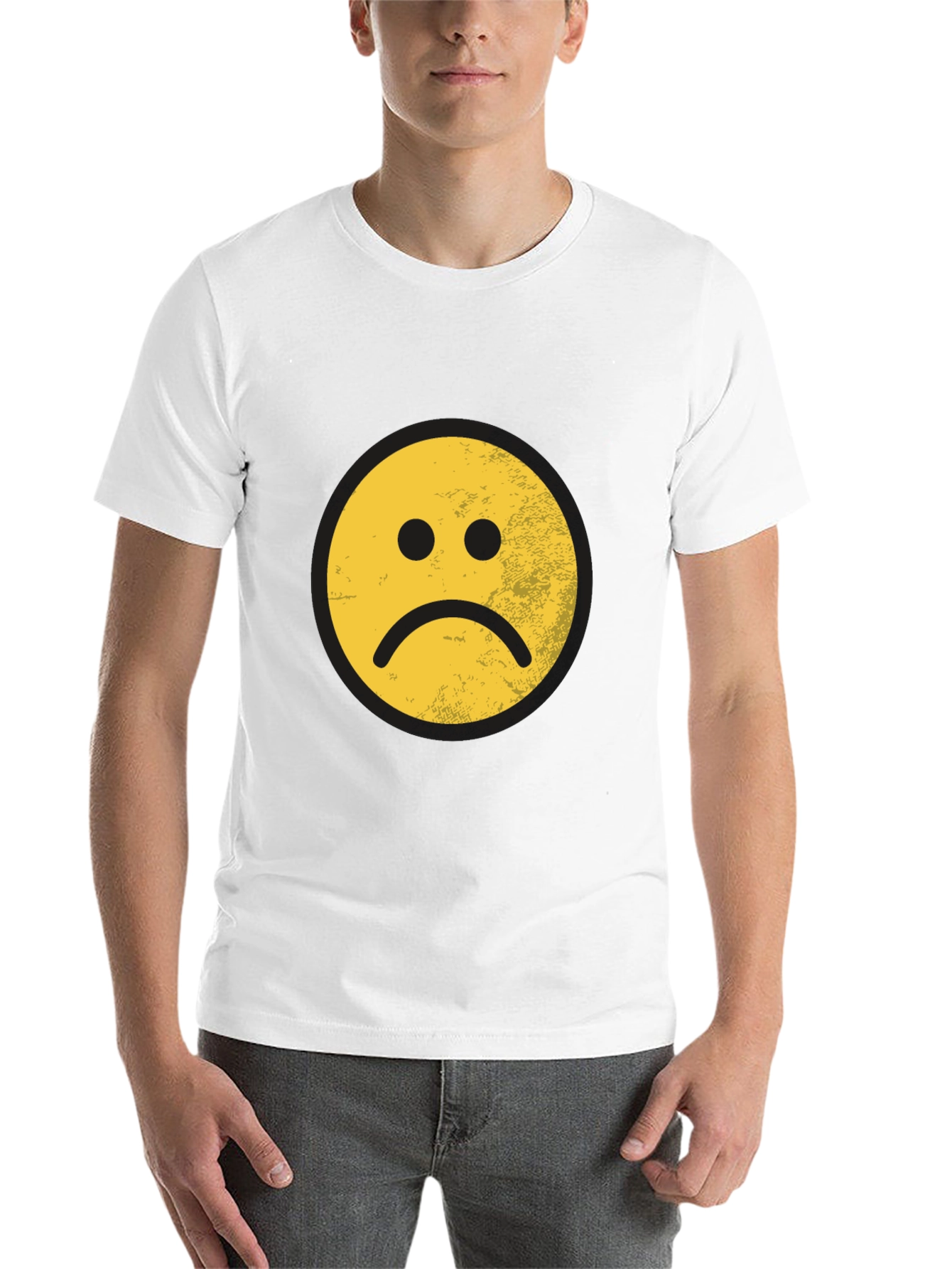 Black Sad Face Graphic Tee - Black Cotton Blend view 14