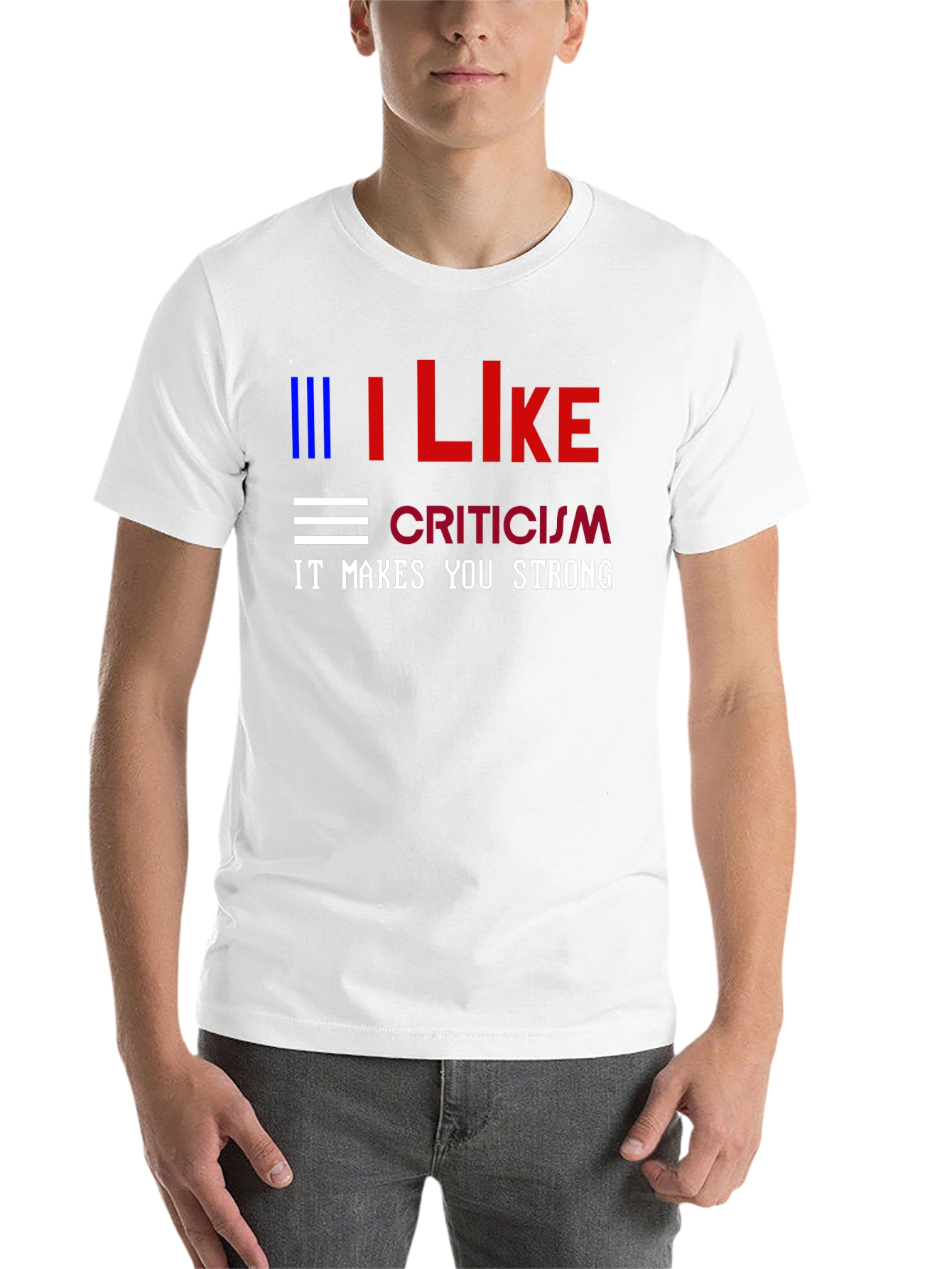 Black I Like Criticism Graphic Tee - Strong Message T-Shirt view 14