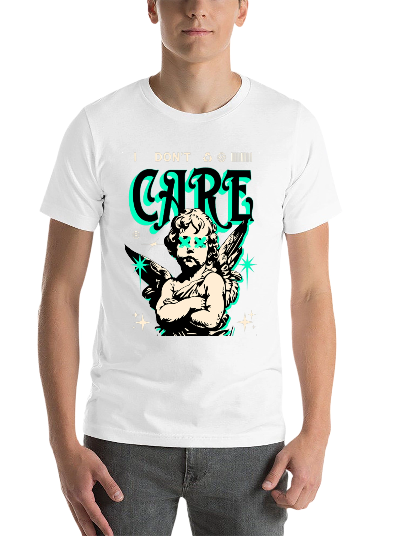 Black Edgy Angel Graphic T-Shirt - Black Cotton Tee view 14