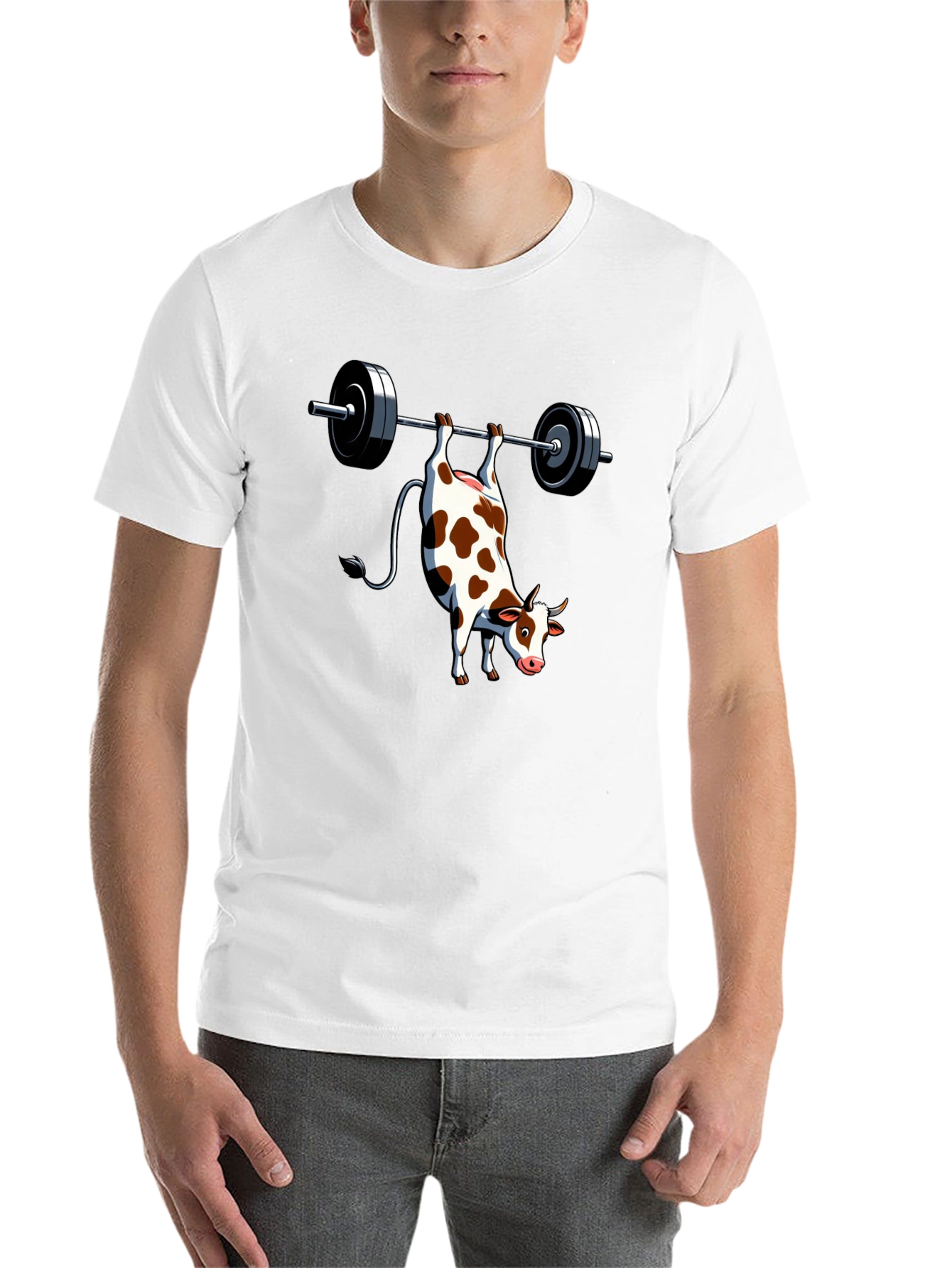 Black Funny Cow Weightlifting Black T-Shirt view 14
