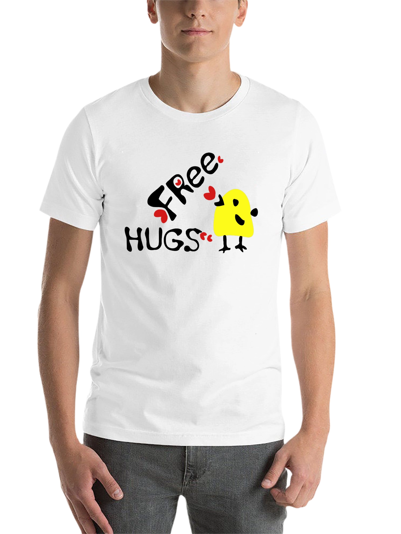Black Free Hugs Graphic Tee - Black Cotton T-Shirt view 14