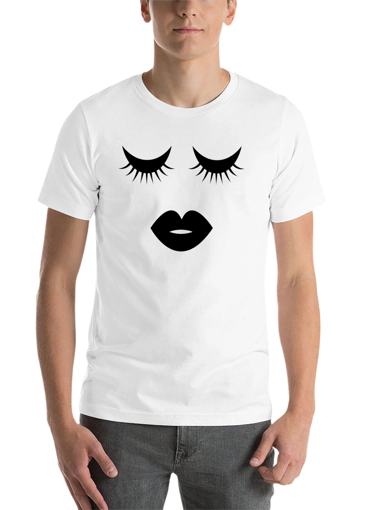 Black Eyelash and Lips Graphic Black T-Shirt view 14