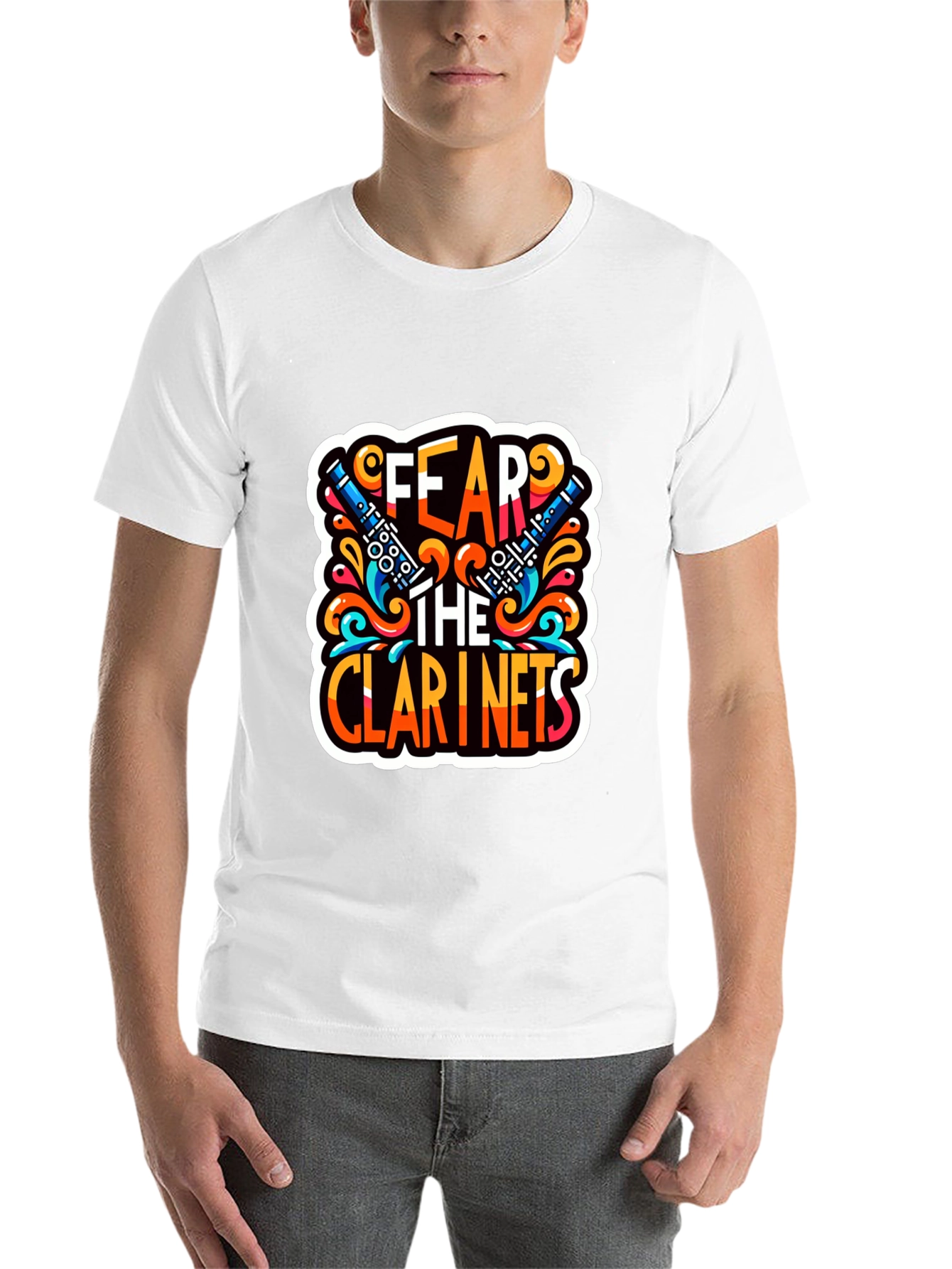 Black Fear the Clarinets Graphic T-Shirt - Music Lover Tee view 14