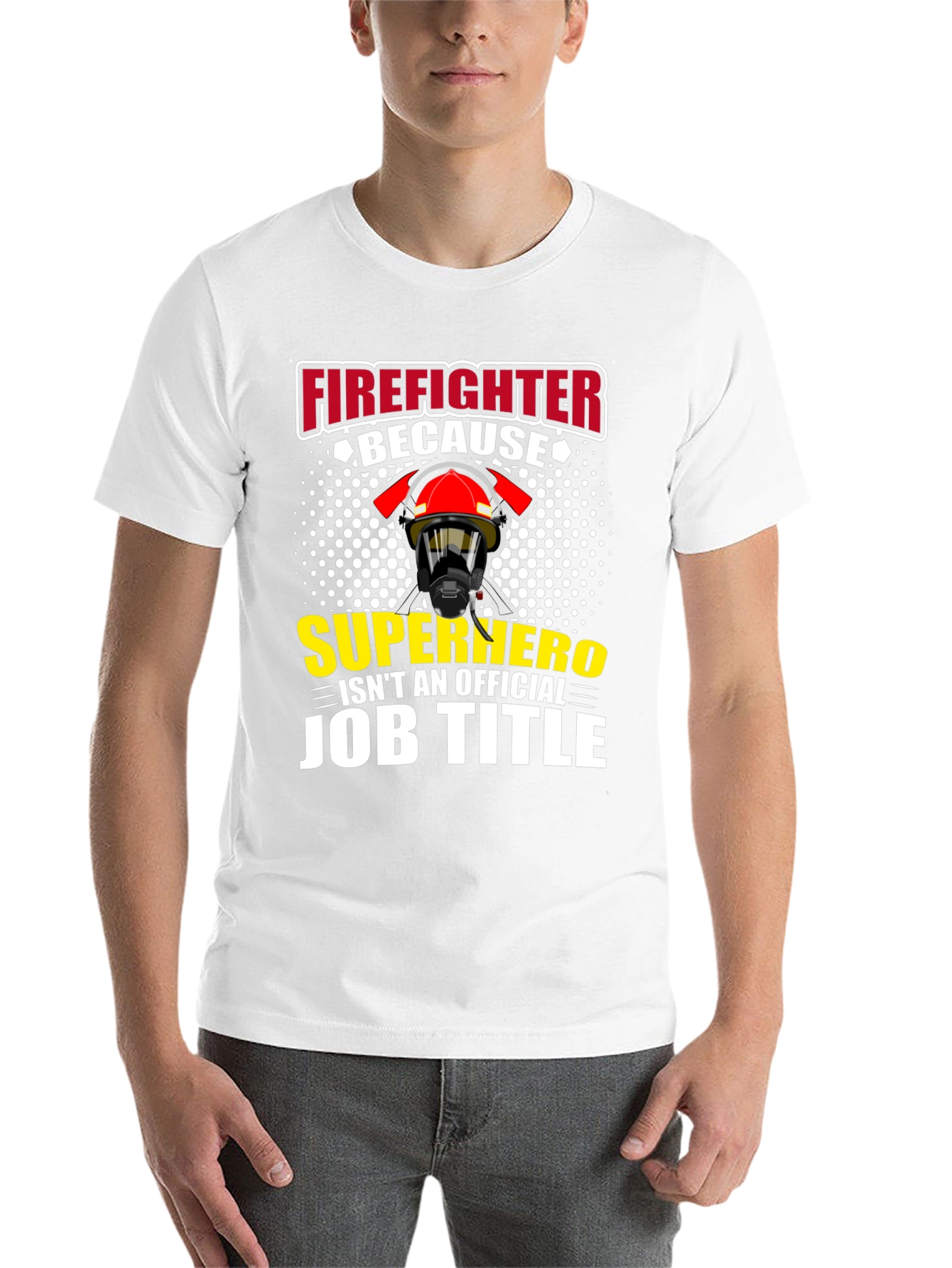 Black Firefighter Superhero Job Title Graphic T-Shirt view 14