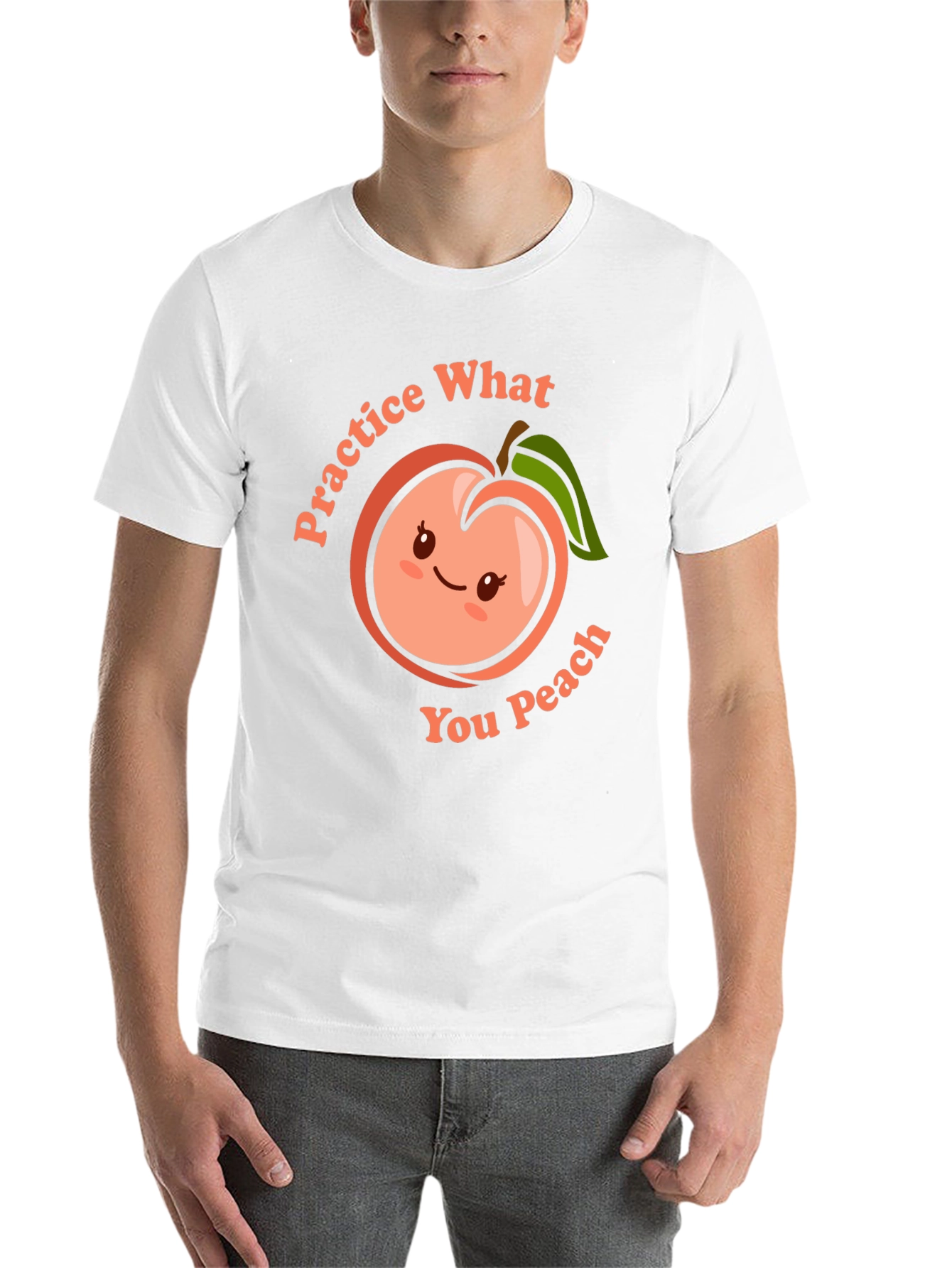 Black Practice What You Peach Funny T-Shirt view 14