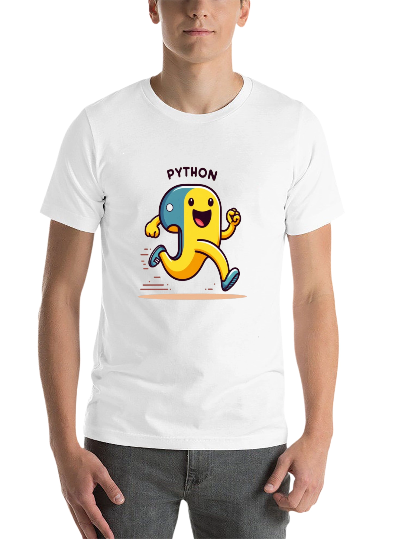 Black Python Programmer Cartoon Black T-Shirt view 14