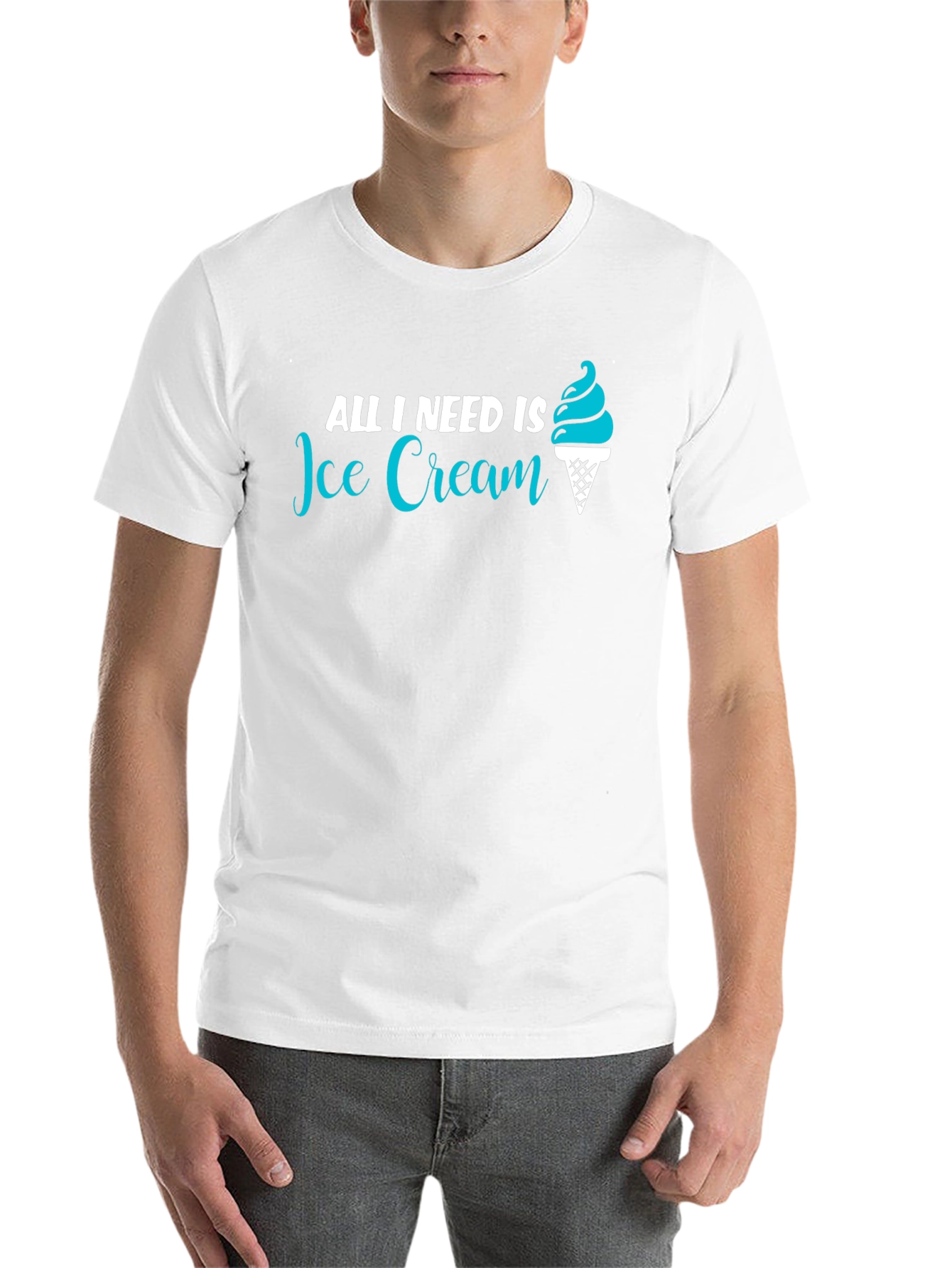 Black All I Need Is Ice Cream T-Shirt - Unisex view 14
