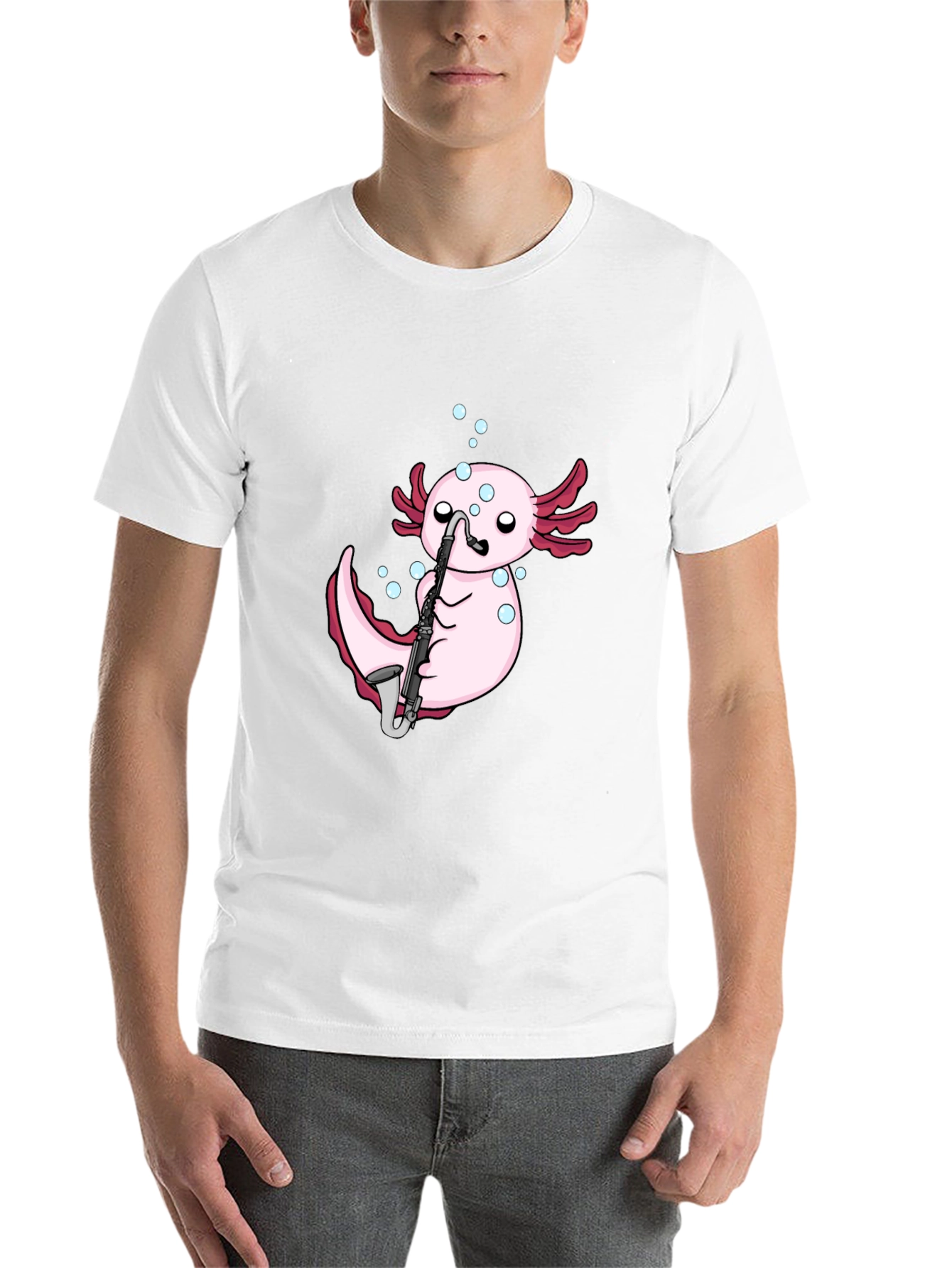 Black Axolotl Saxophone Black T-Shirt view 14