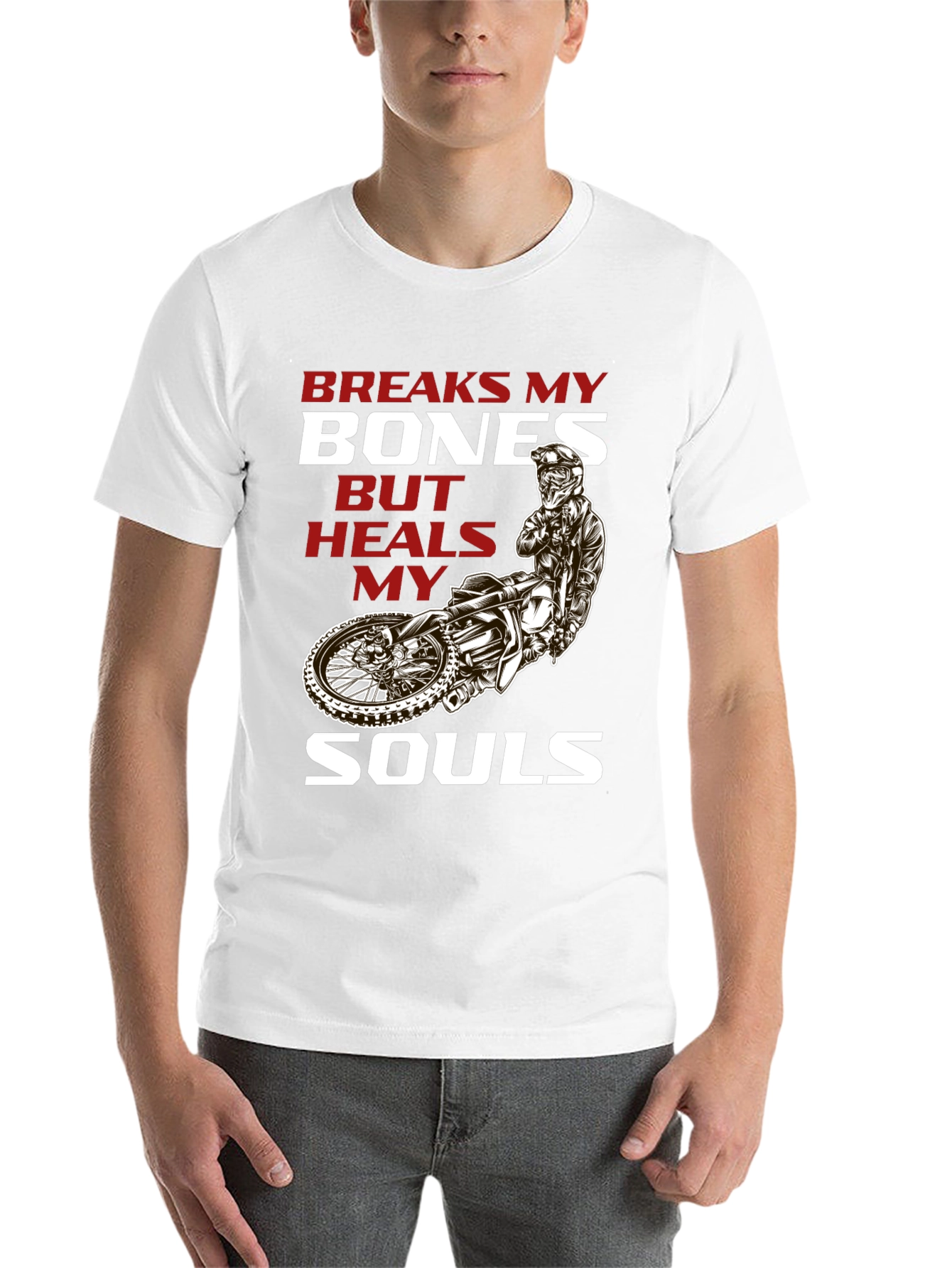 Black Breaks My Bones Heals My Soul Motocross T-Shirt view 14