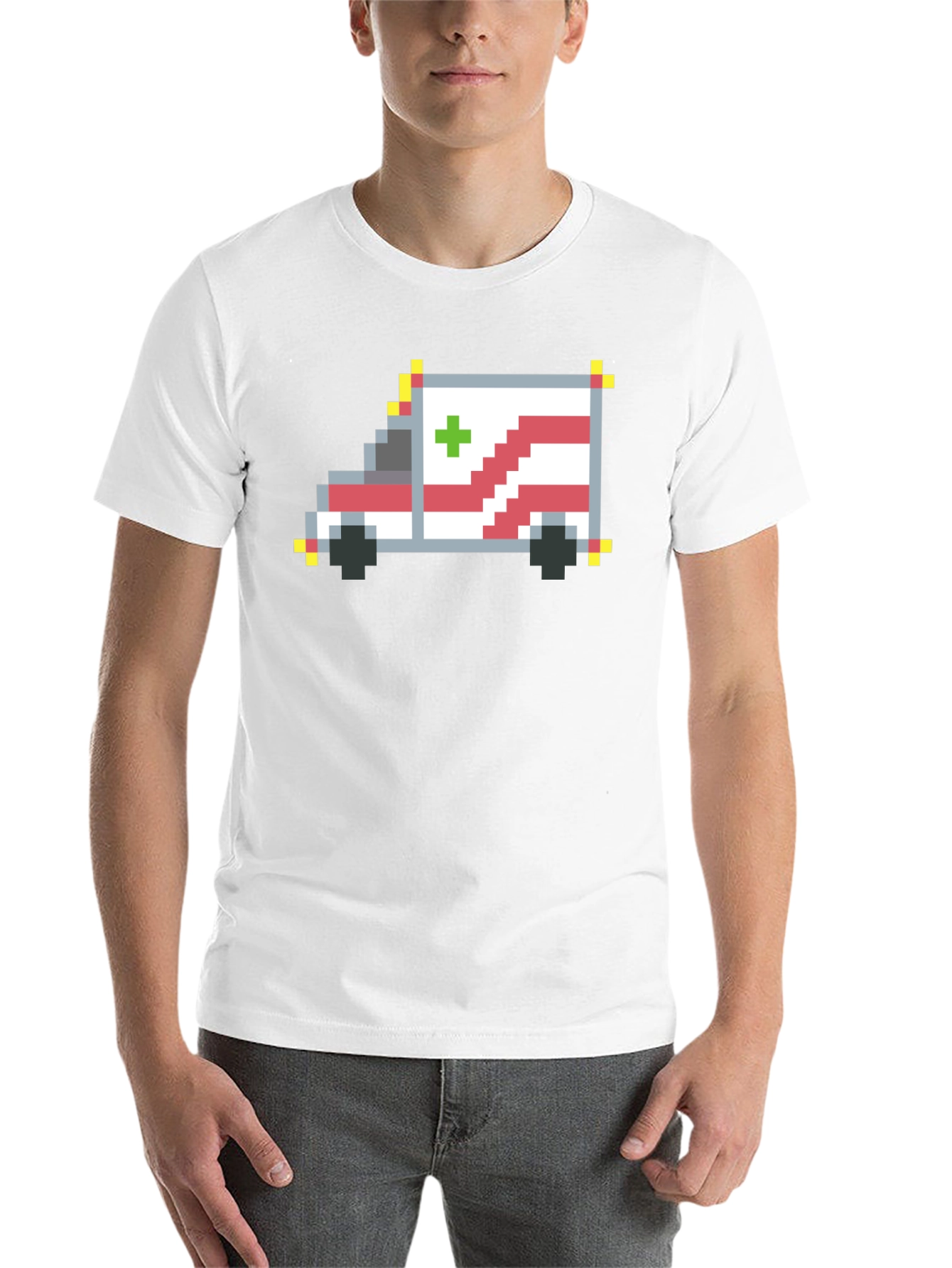 Black Pixel Ambulance Graphic T-Shirt view 14
