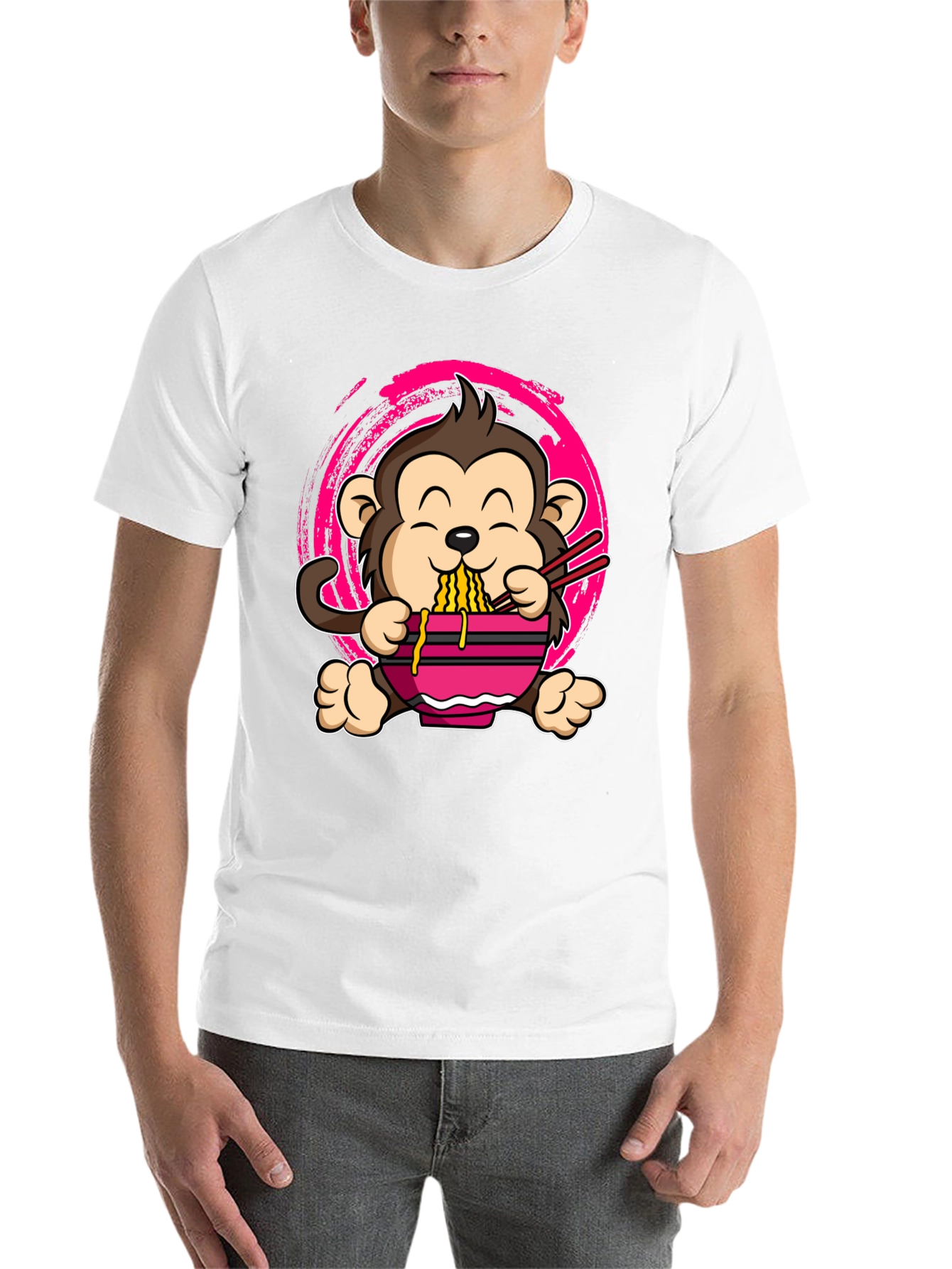 Black Monkey Ramen Graphic Tee - Cute Cartoon T-Shirt view 14