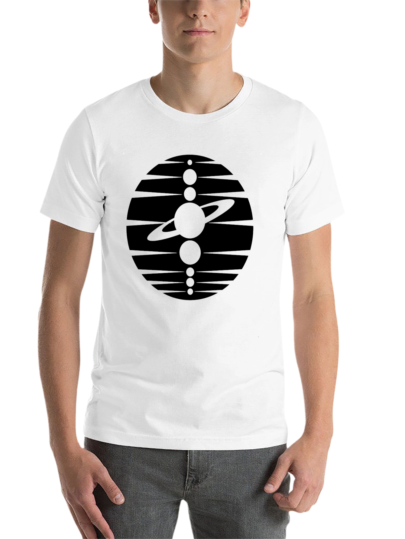 Black Planetary System Graphic Tee - Black Unisex Shirt view 14