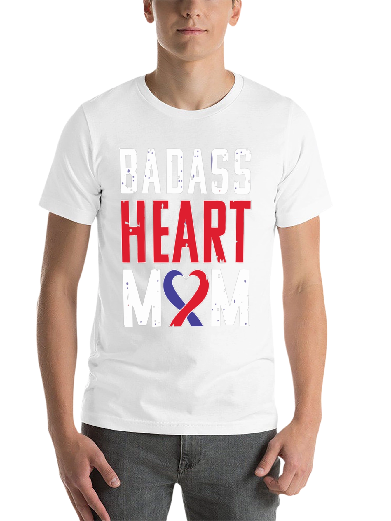 Black Badass Heart Mom Graphic Tee - Awareness Ribbon view 14