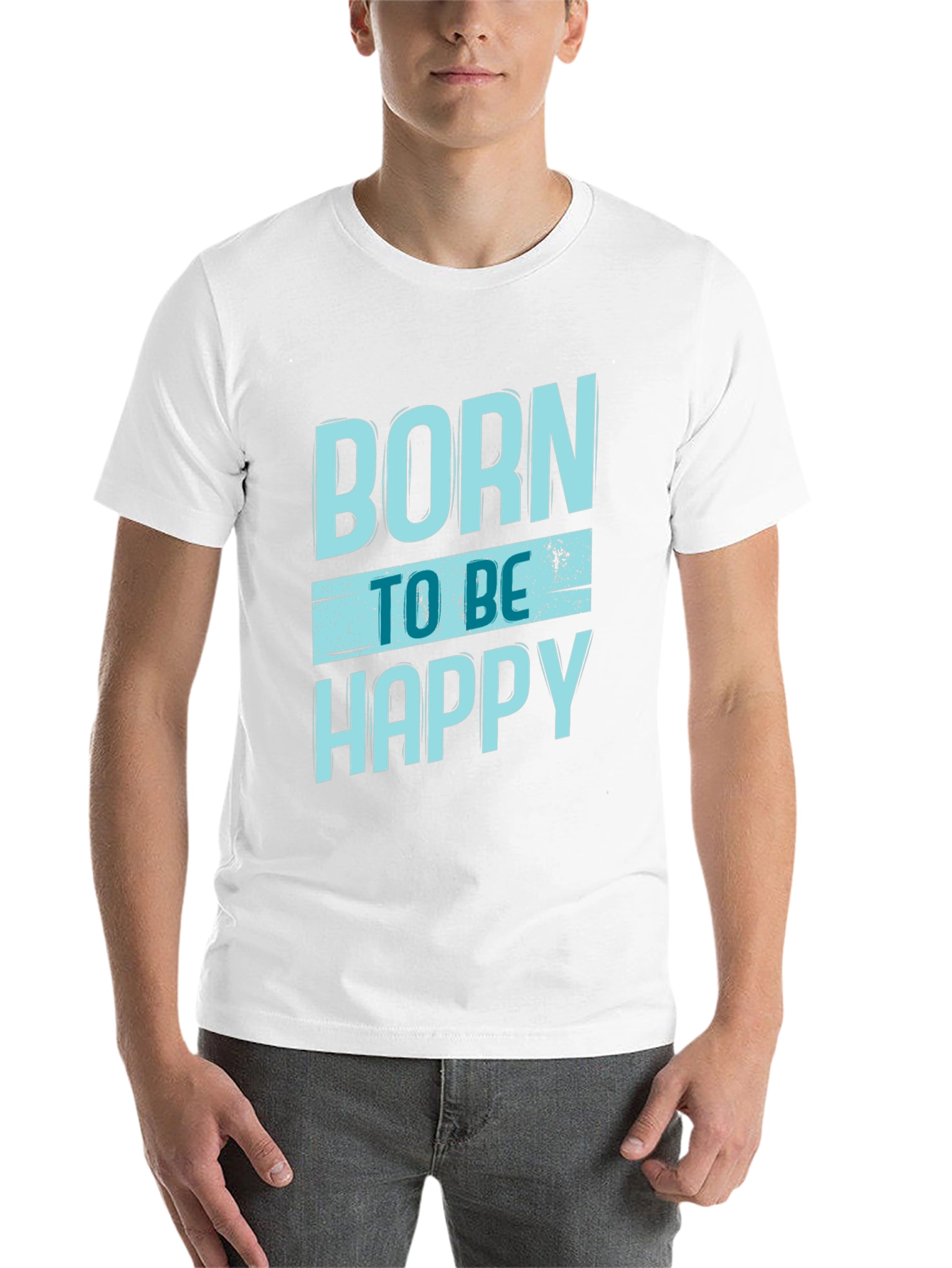 Black Born To Be Happy Graphic Print Black T-Shirt view 14