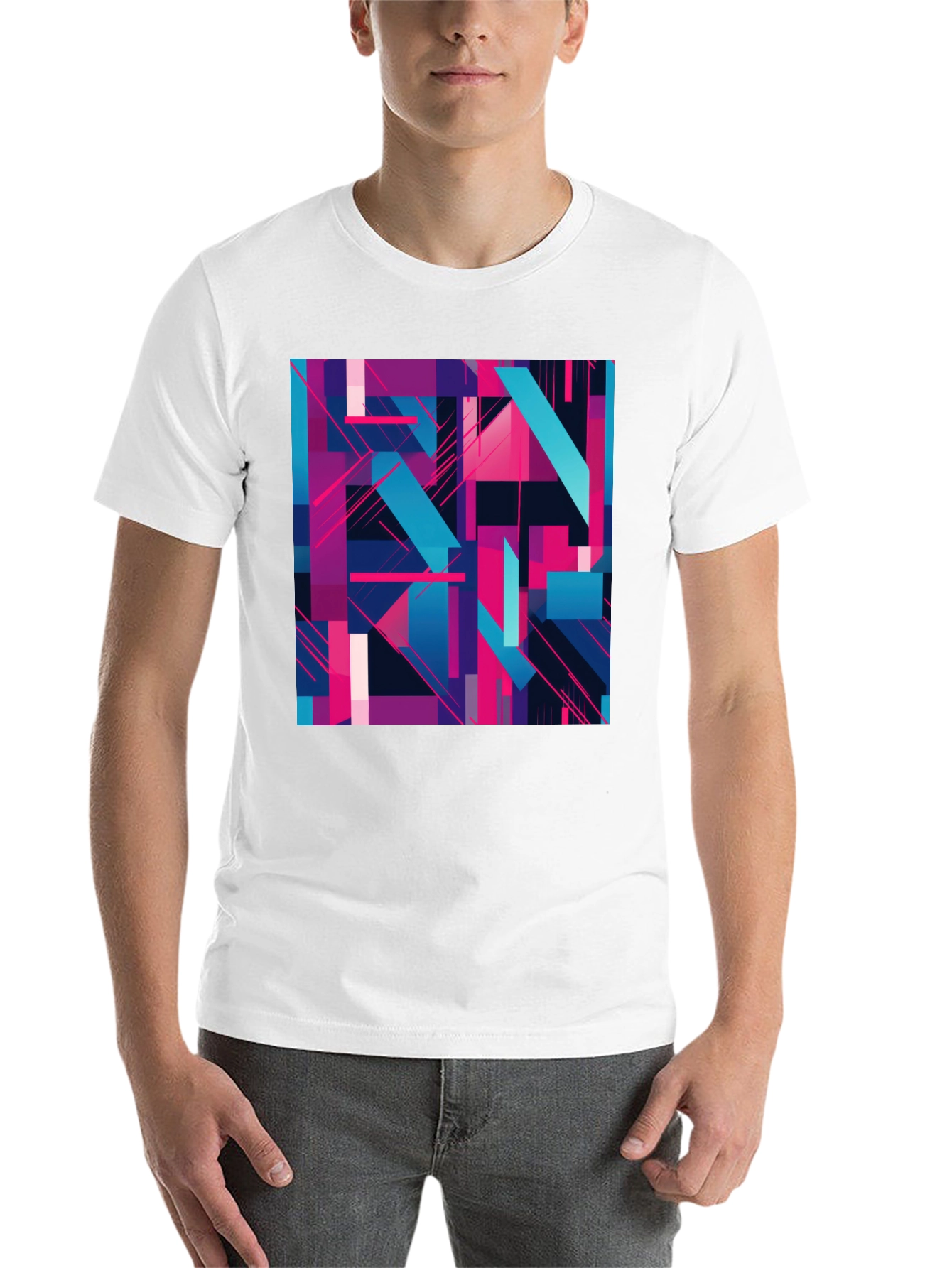 Black Abstract Geometric T-Shirt - Modern Art Tee view 14