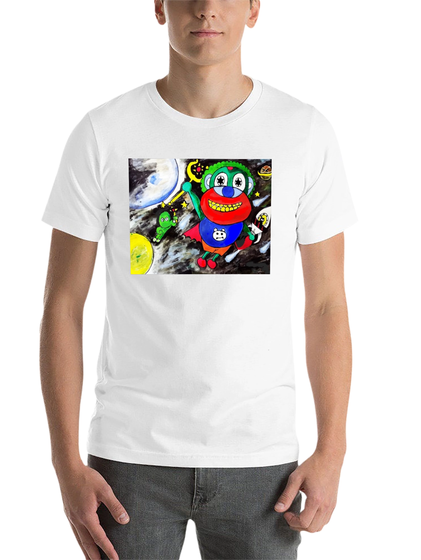 Black Cartoon Graphic Tee: Space Adventure view 14