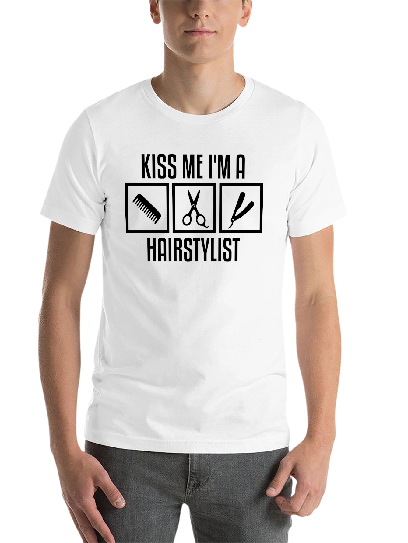 Kiss Me I'm A Hairstylist Black Graphic Tee - 14