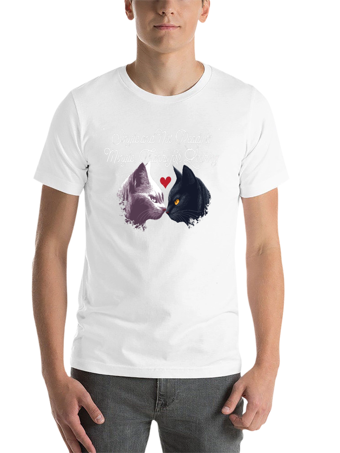 Black Single Not Ready to Mingle Cat T-Shirt view 14