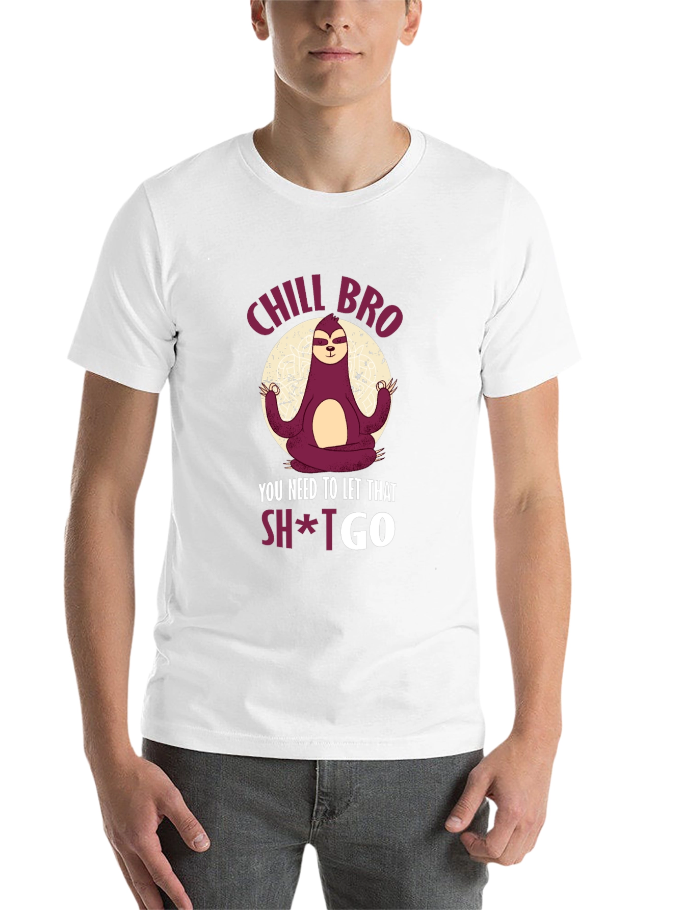 Black Chill Bro Sloth Meditation T-Shirt view 14
