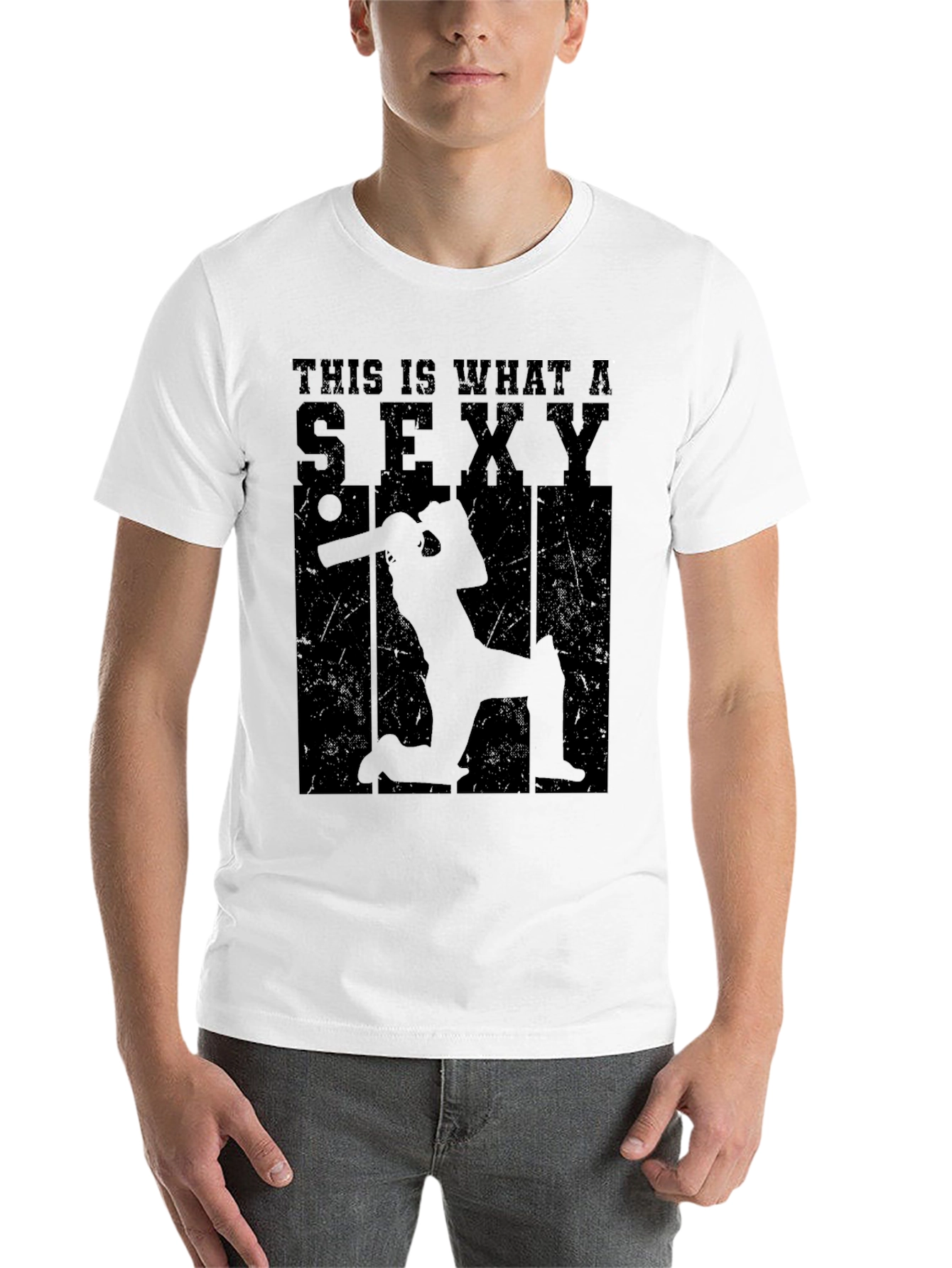 Black Sexy Cricket Player Graphic T-Shirt view 14