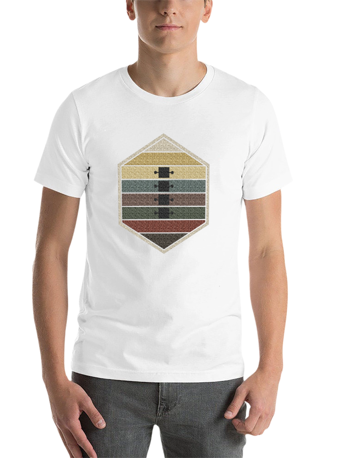 Black Retro Skateboard Stack T-Shirt view 14