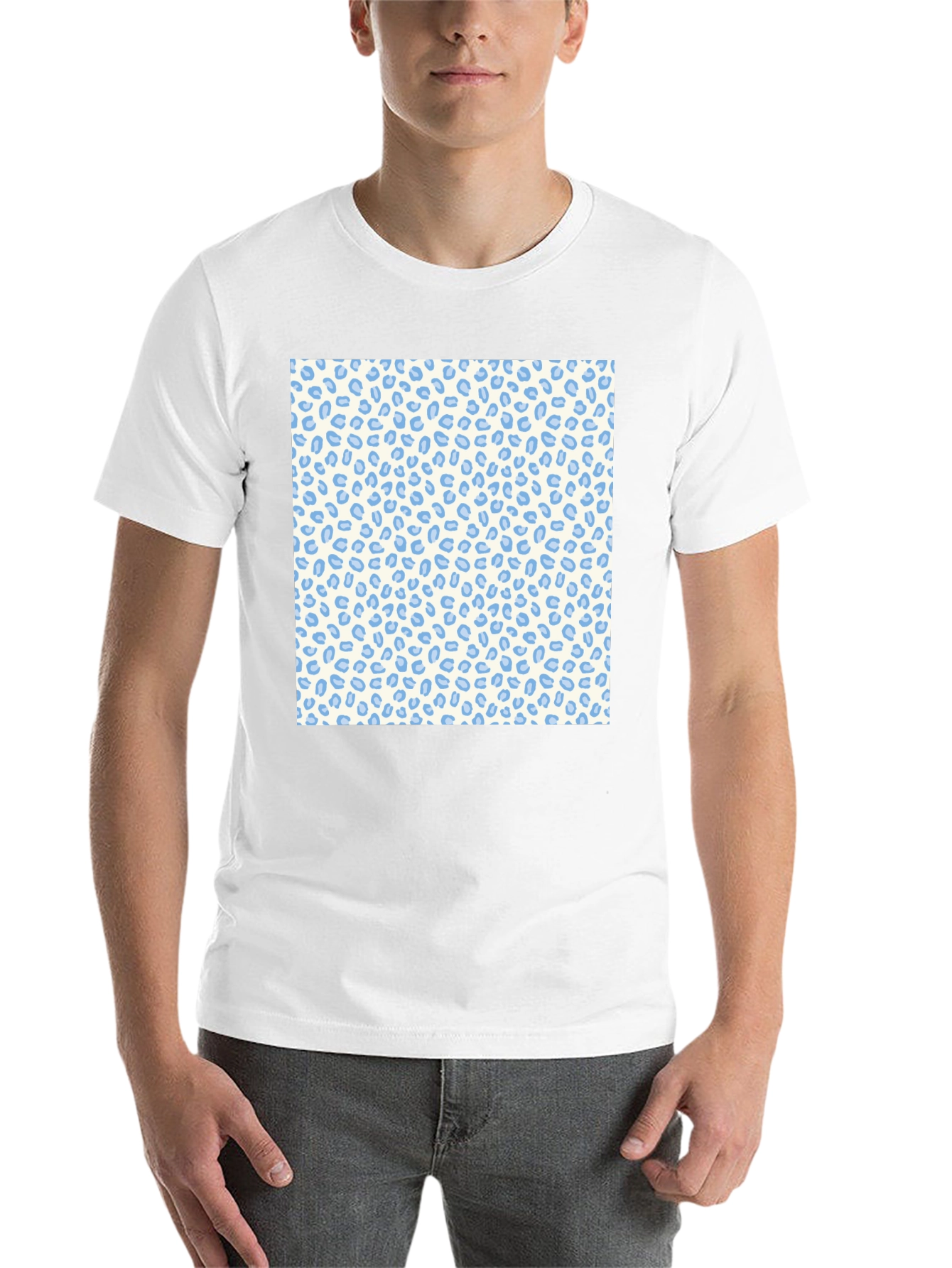 Black Cool Black Tee with Blue Leopard Print view 14