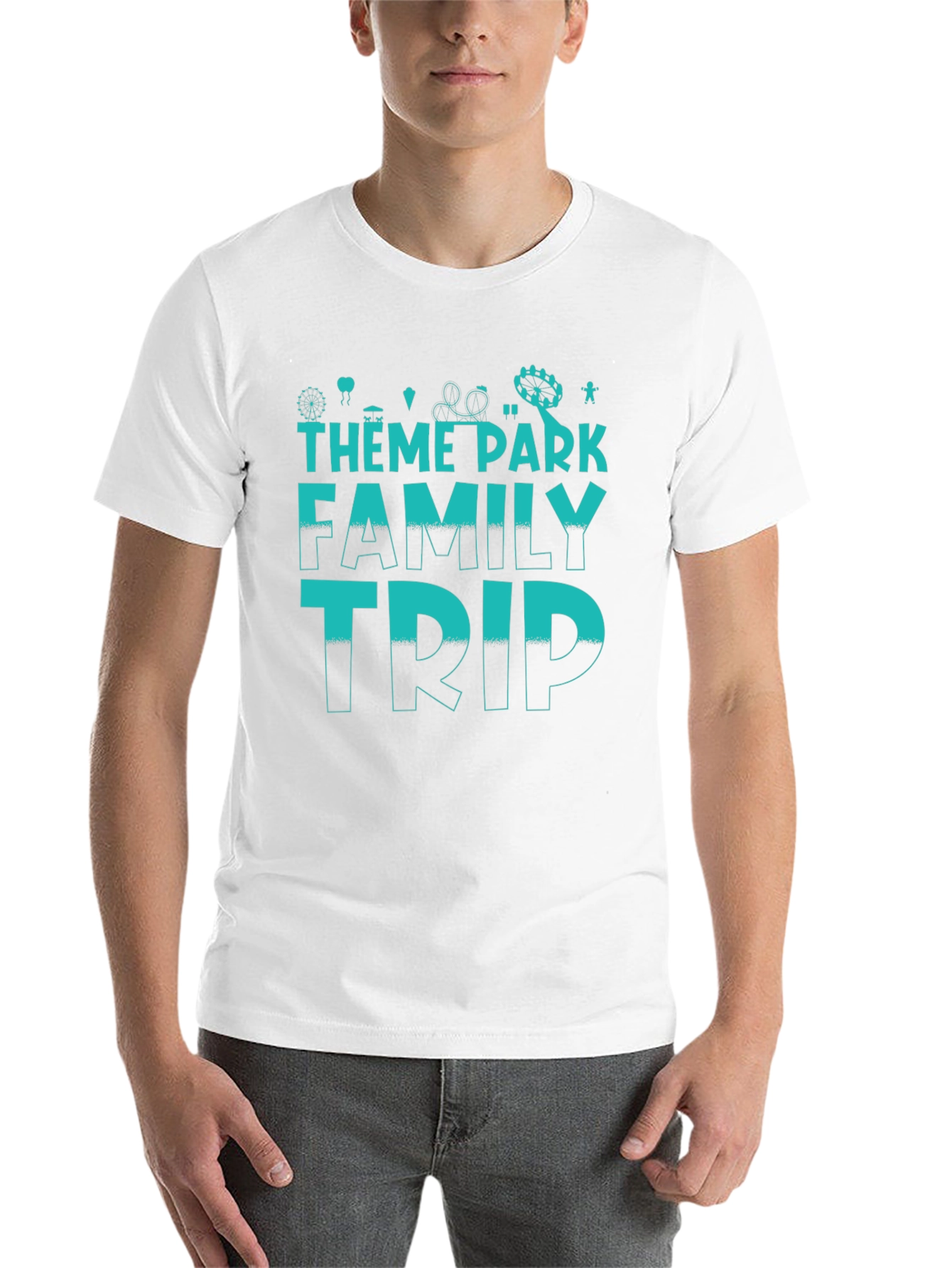 Black Theme Park Family Trip T-Shirt - Black Cotton Tee view 14