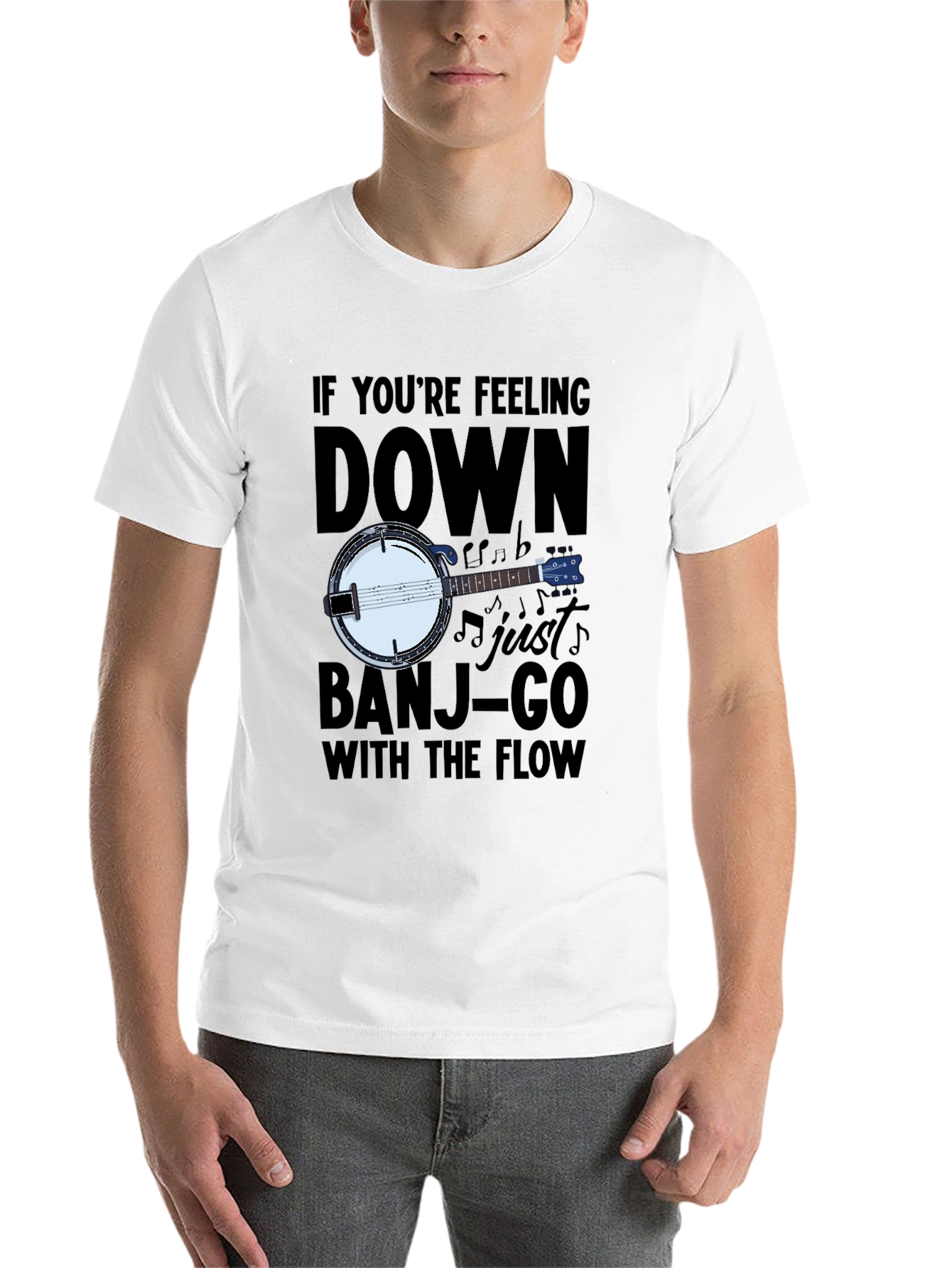 Black Banjo Music T-Shirt - "Banjo-Go With The Flow" view 14
