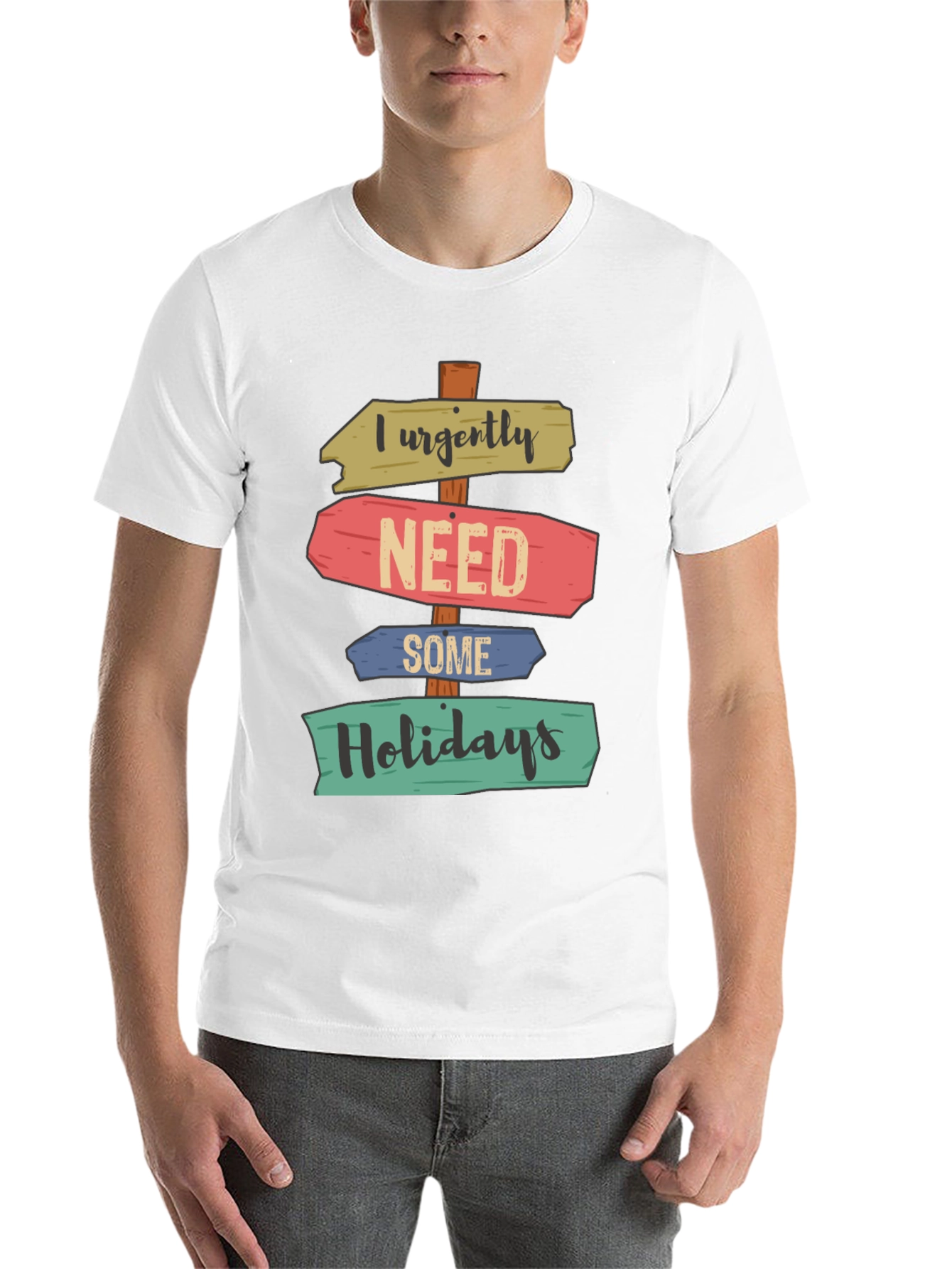 Black I Urgently Need Some Holidays T-Shirt view 14