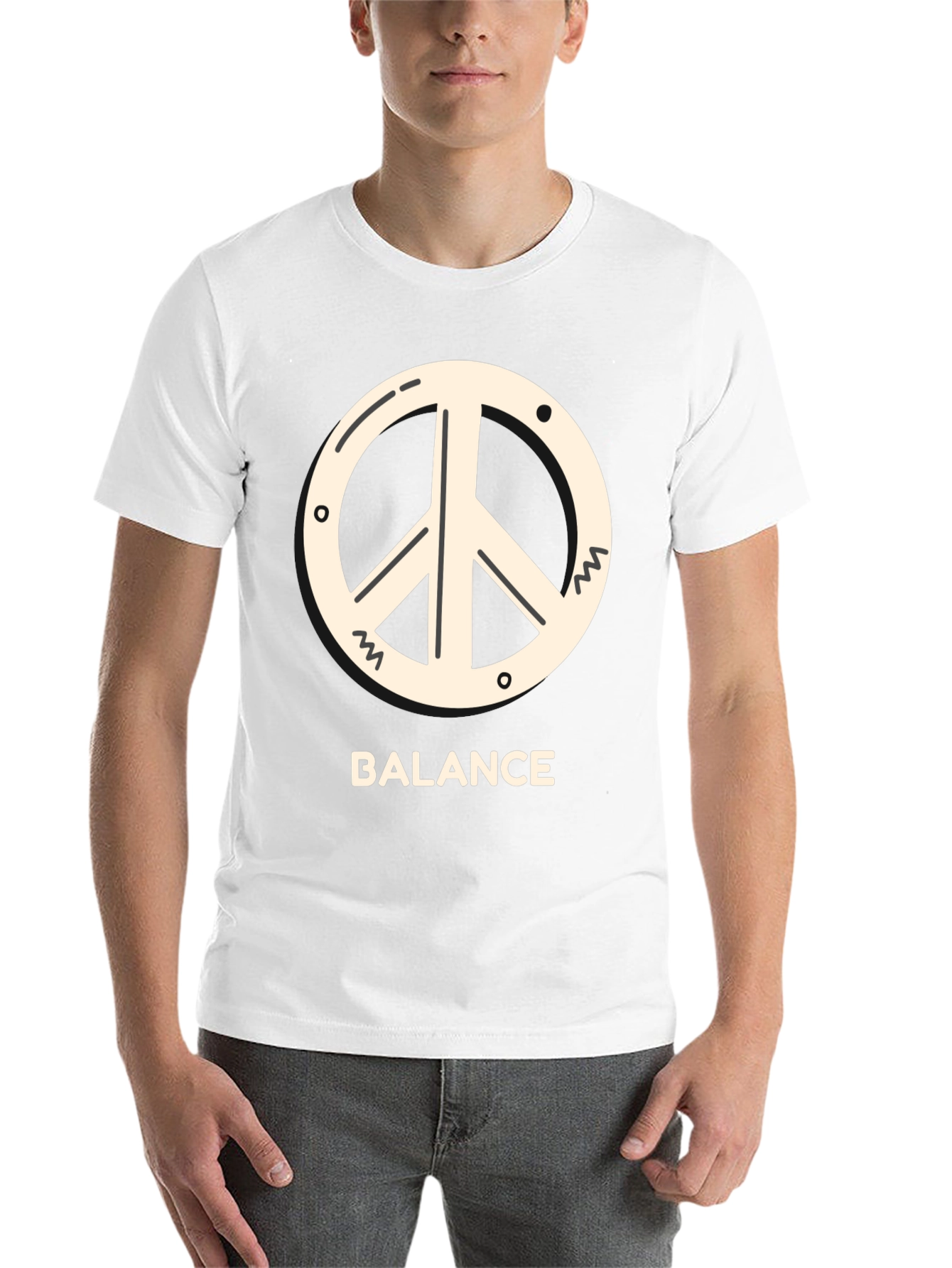 Black Balance Peace Sign Tee - Black Cotton T-Shirt view 14