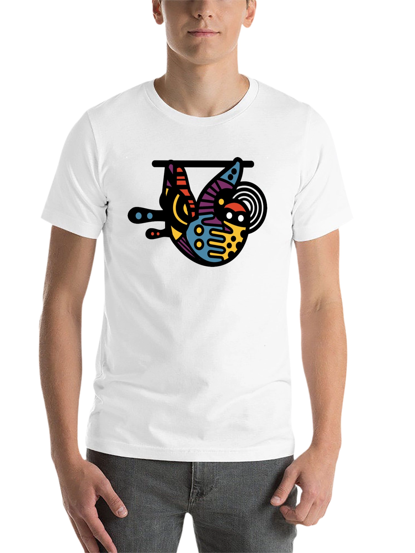 Black Abstract Sloth Graphic T-Shirt view 14