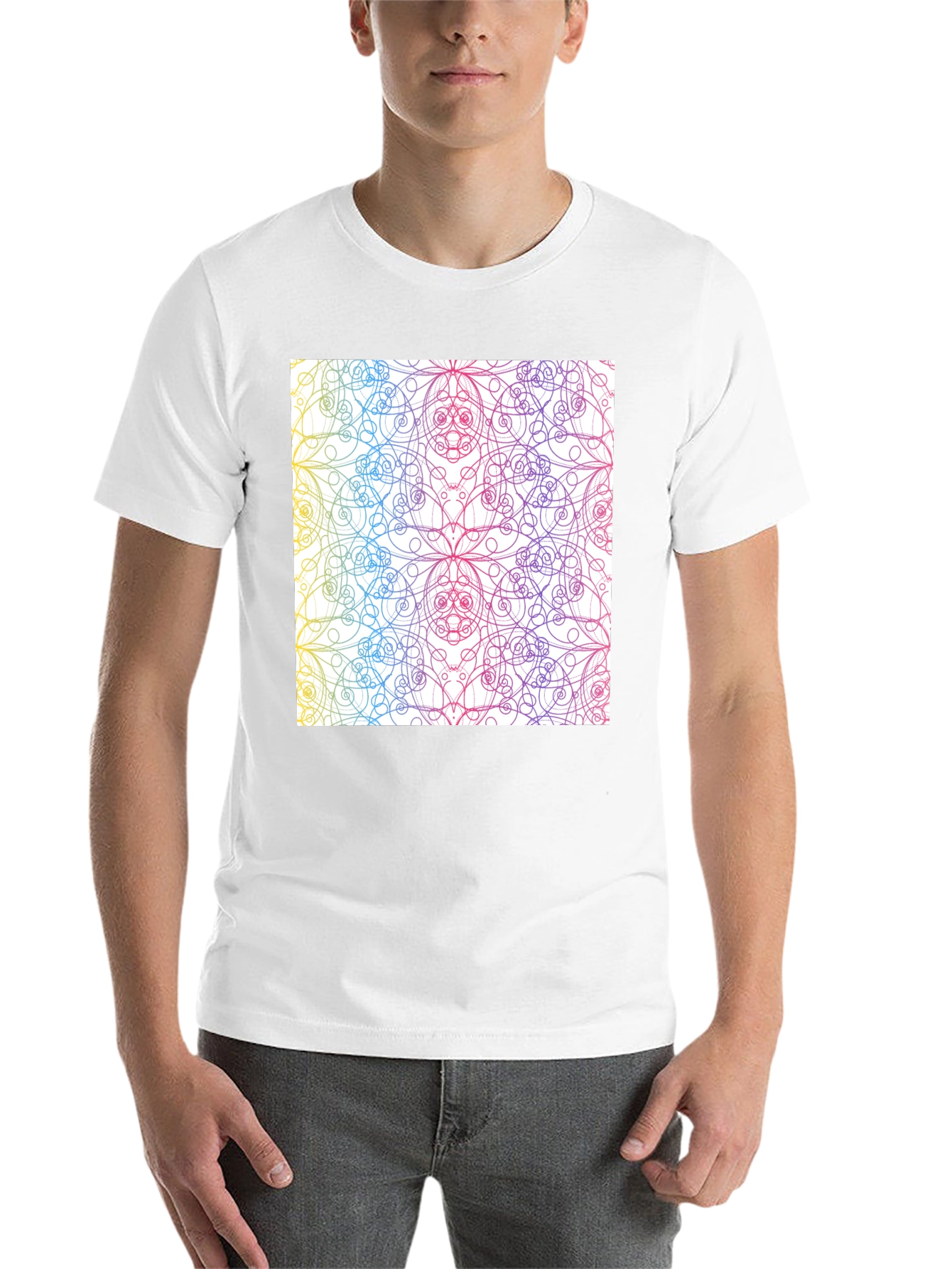 Black Colorful Mandala Design Black T-Shirt view 14