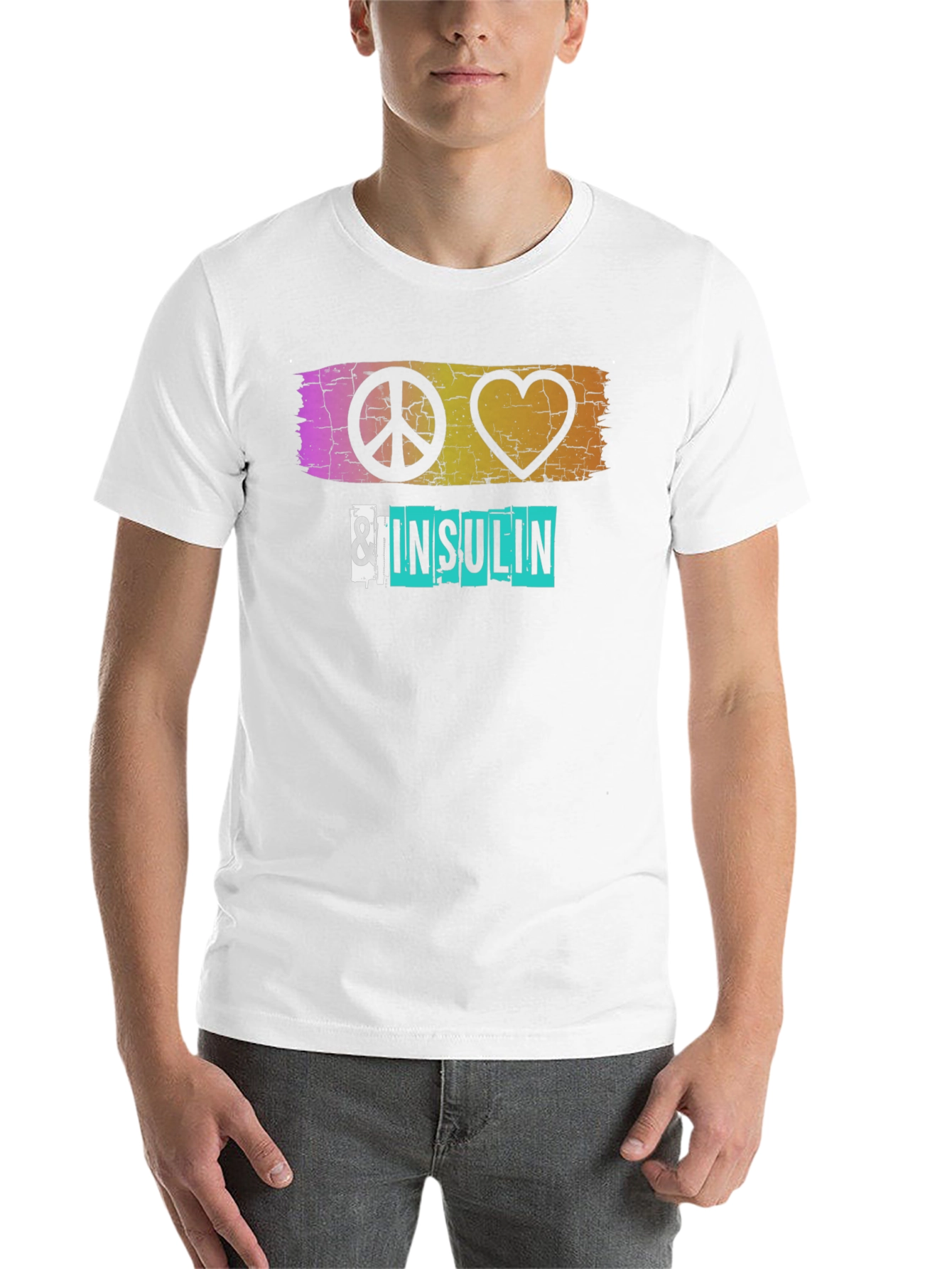 Black Peace Love & Insulin T-Shirt - Diabetes Awareness view 14