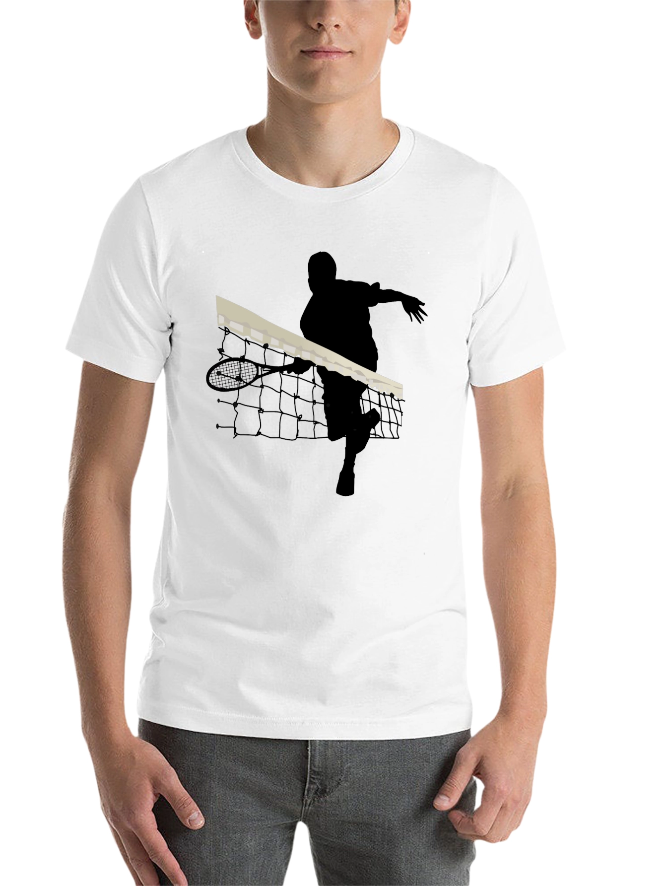 Black Tennis Player Silhouette Black T-Shirt view 14