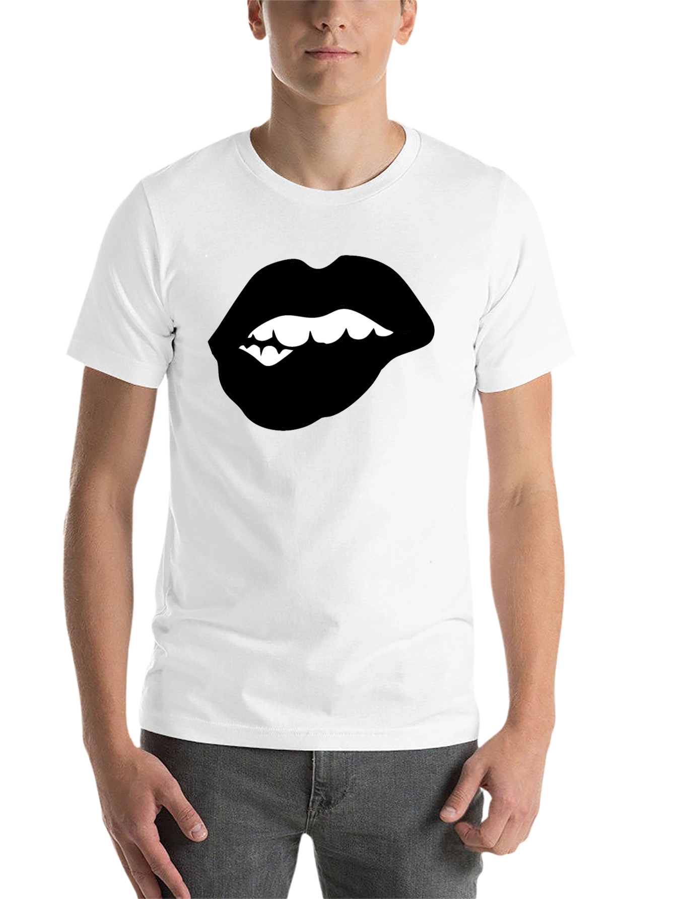 Black Biting Lips Graphic Tee - Modern Streetwear view 14
