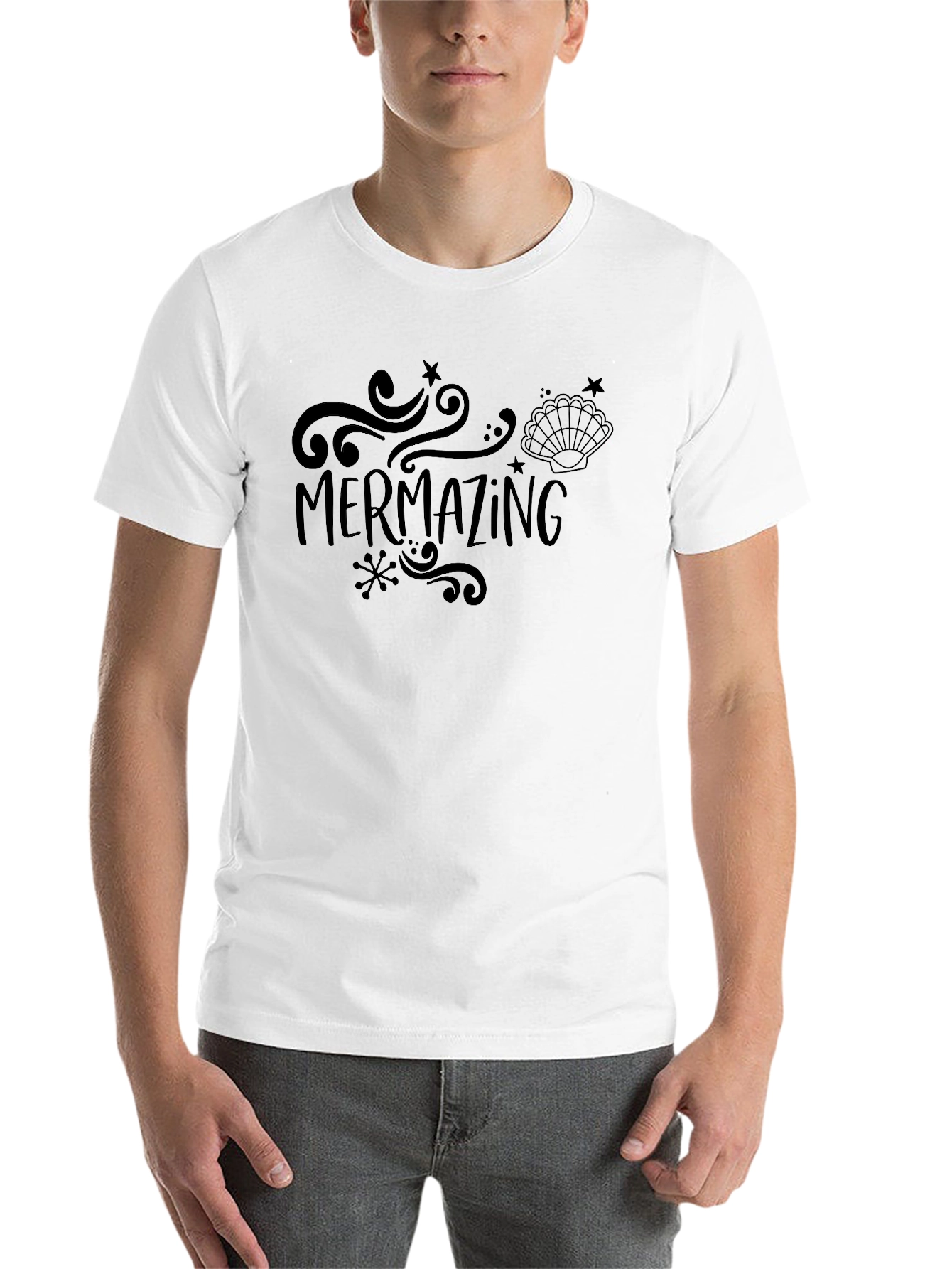 Black Mermazing Graphic Tee - Black Cotton T-Shirt view 14